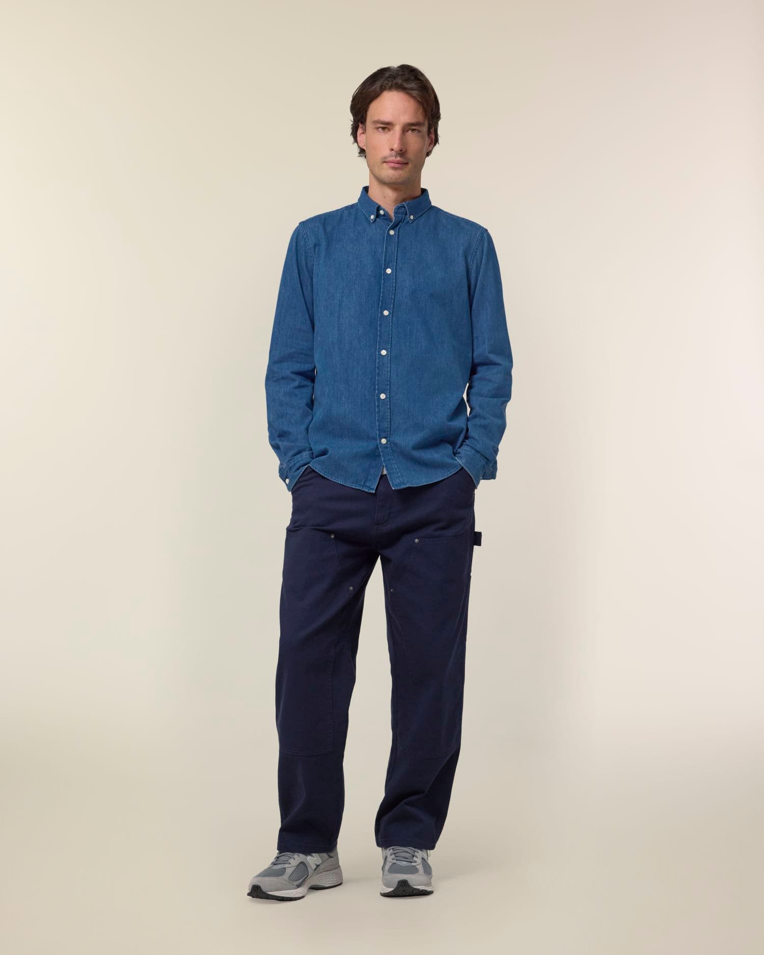 Stanley Denim Shirt Stanley/Stella porté, coloris Mid Wash