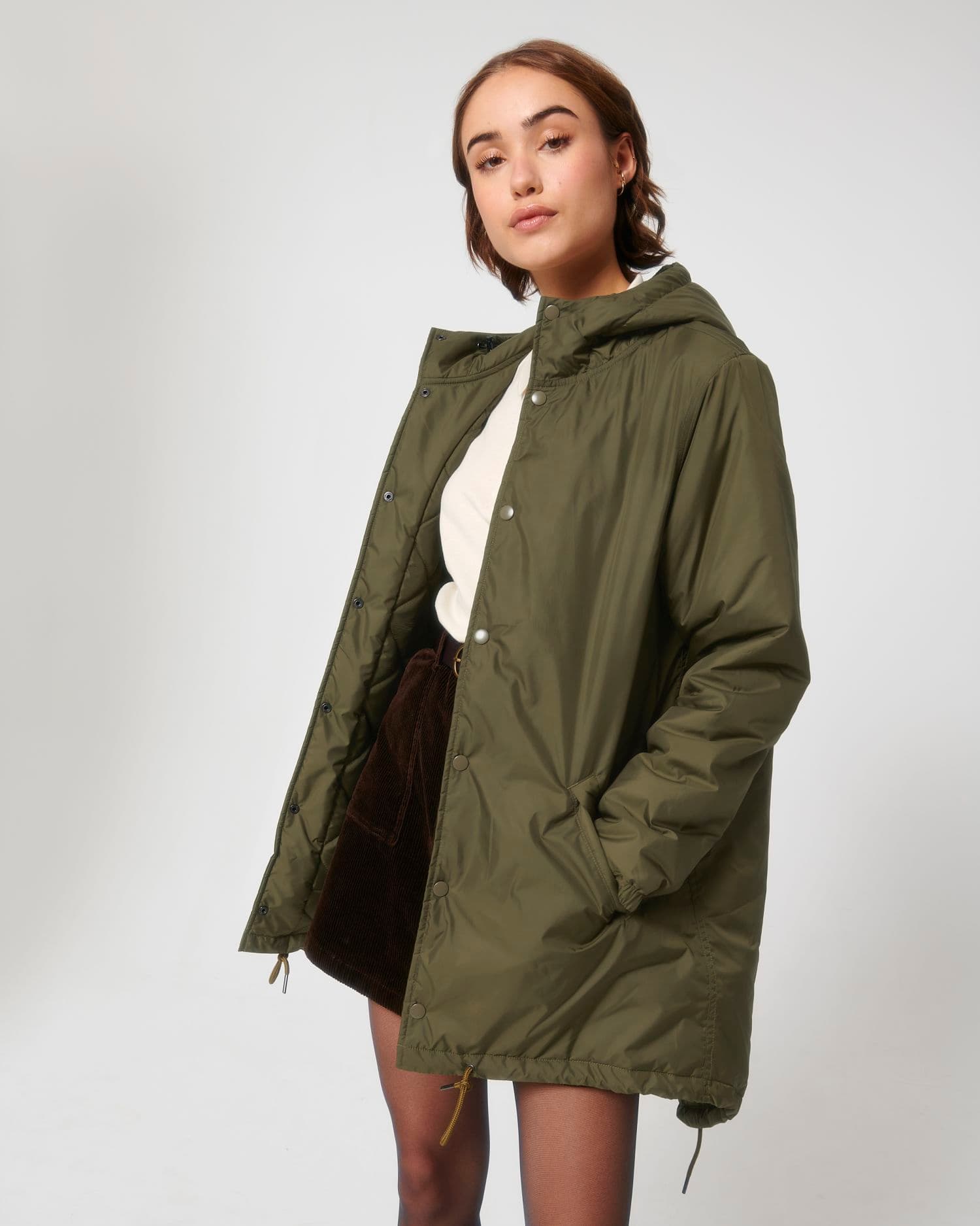 Padded Parker Stanley/Stella getragen, Farbe British Khaki