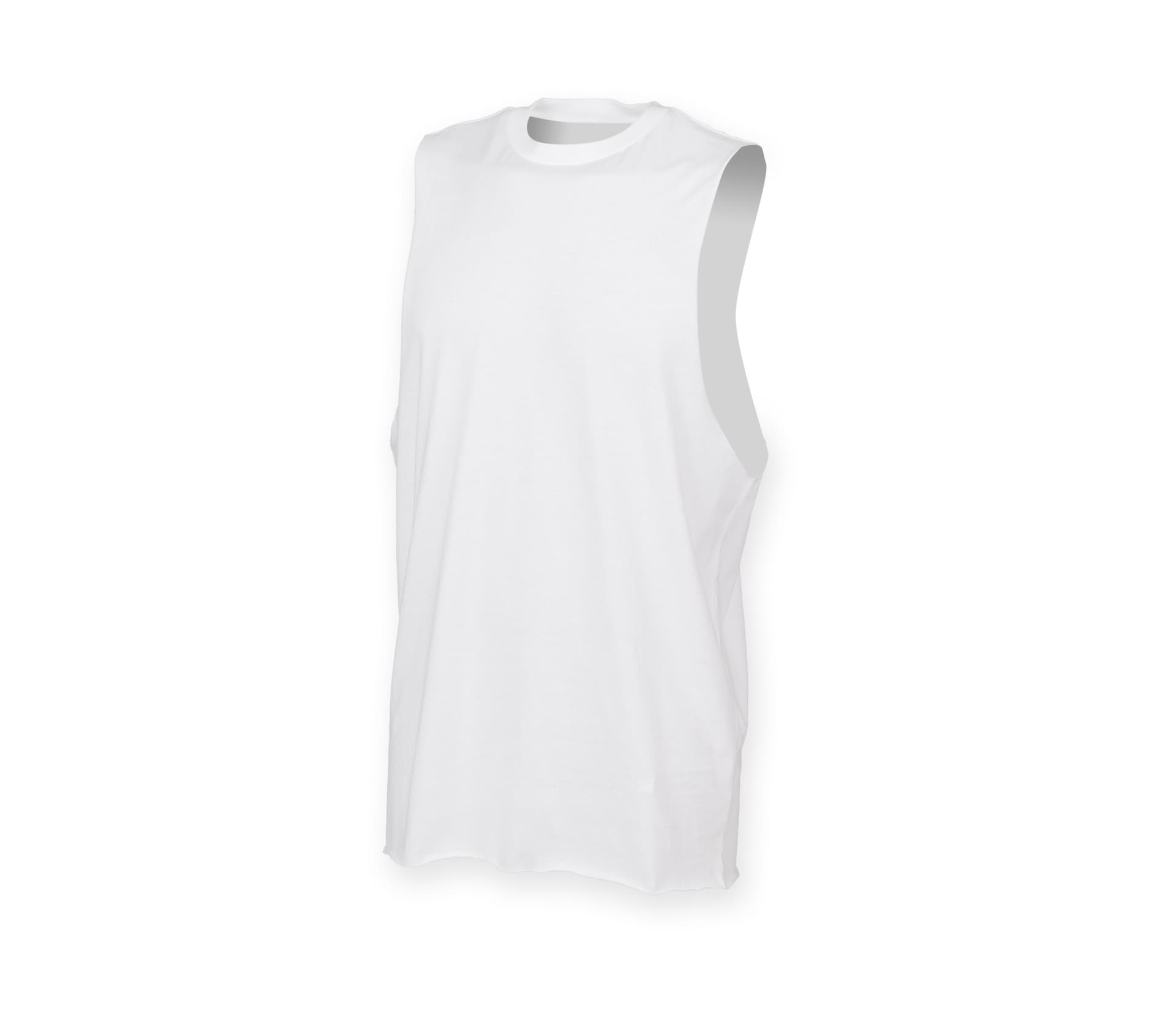 Men’s High Neck Slash Armhole Vest — WHITE