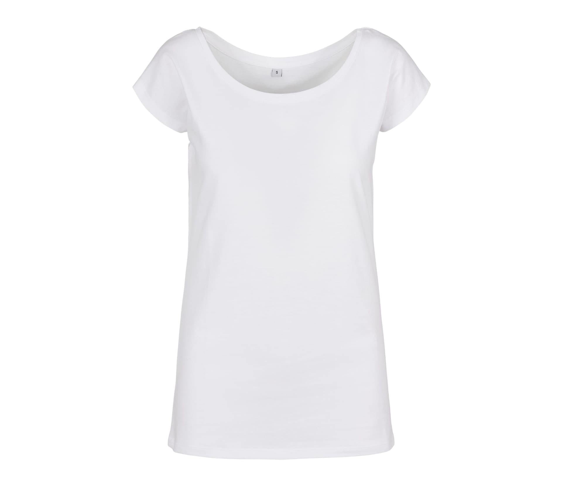 Ladies Wide Neck Tee — WHITE