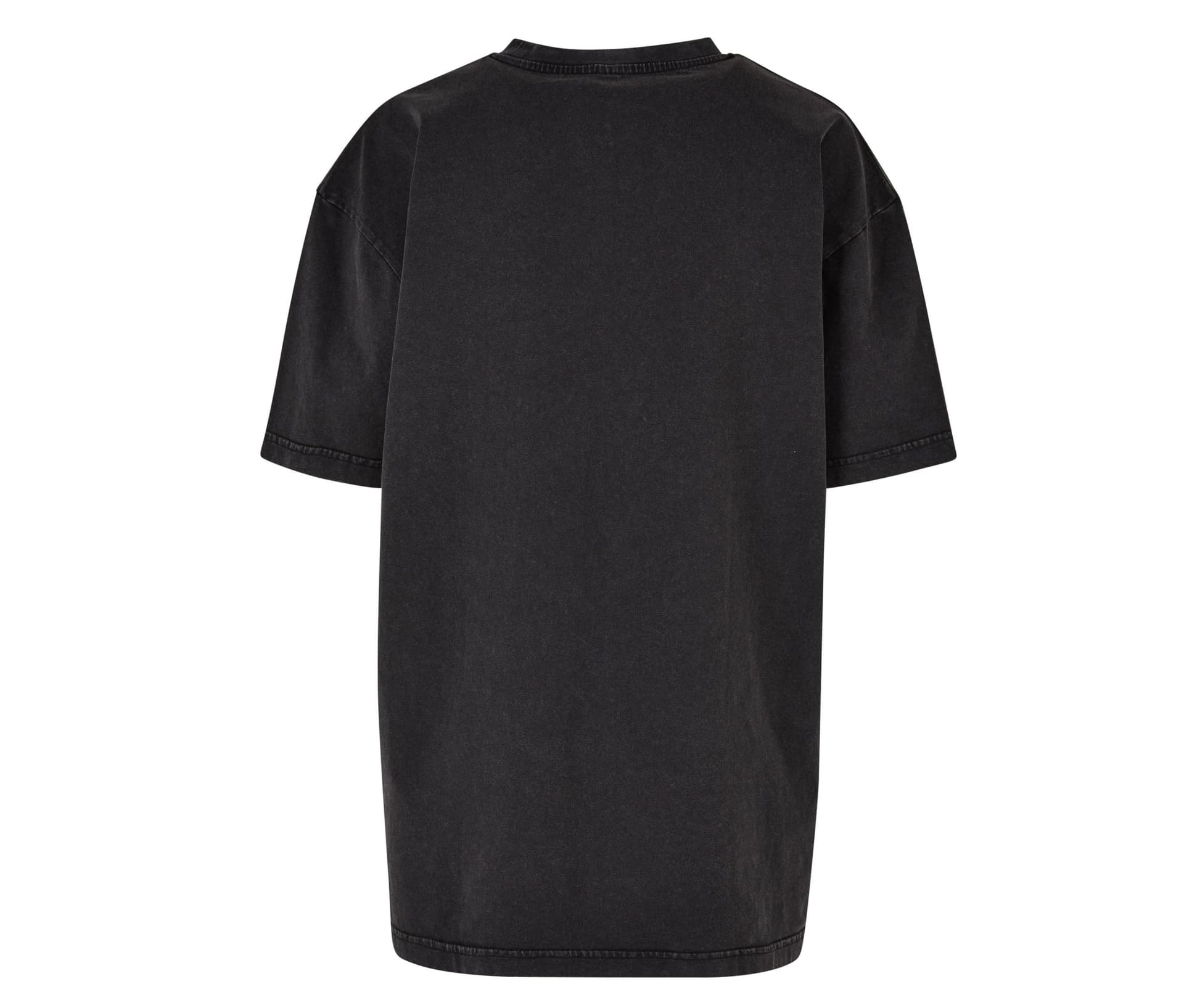 Ladies Oversized Acid Wash Tee — BLACK