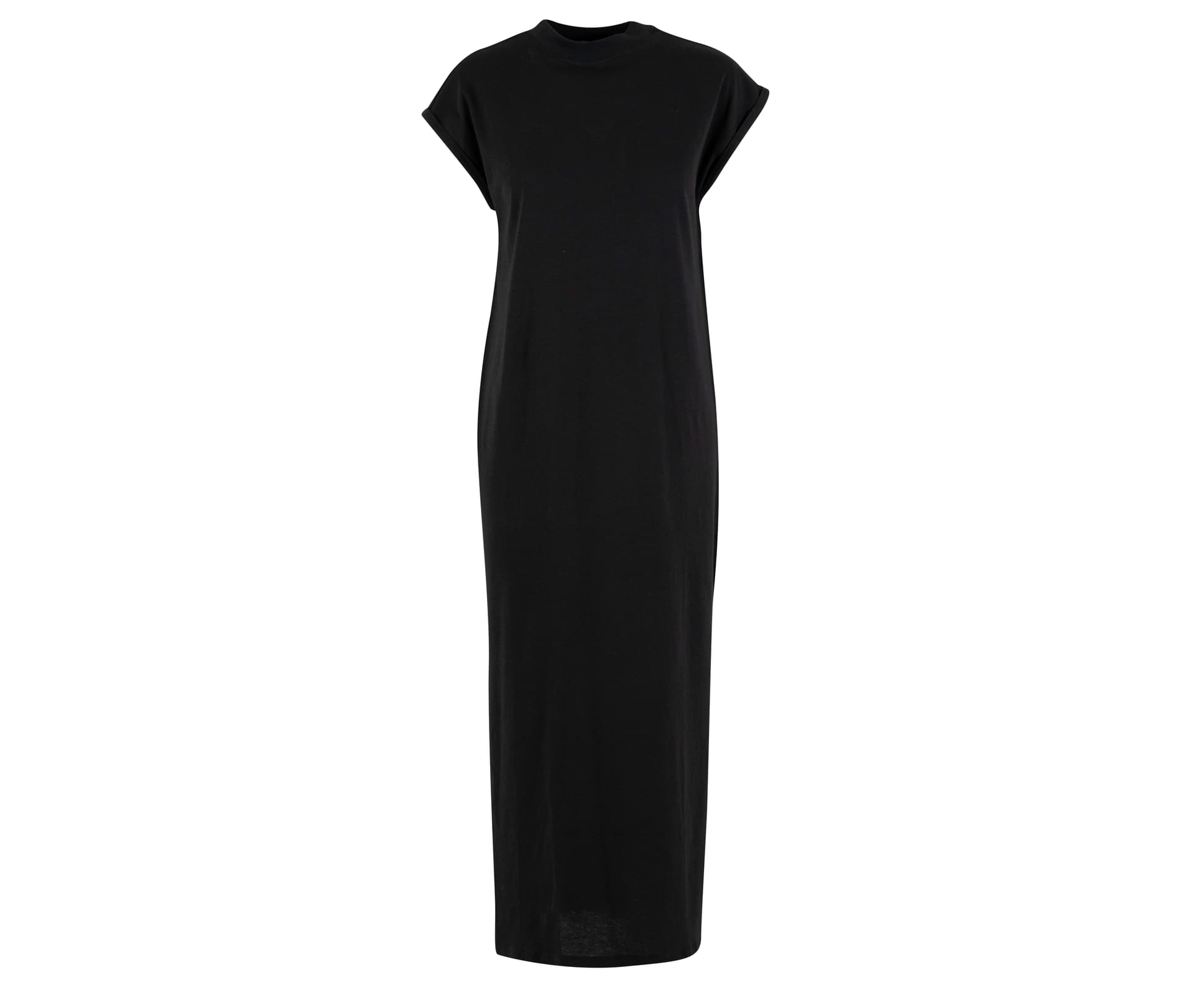 Ladies Long Extended Shoulder Dress — BLACK