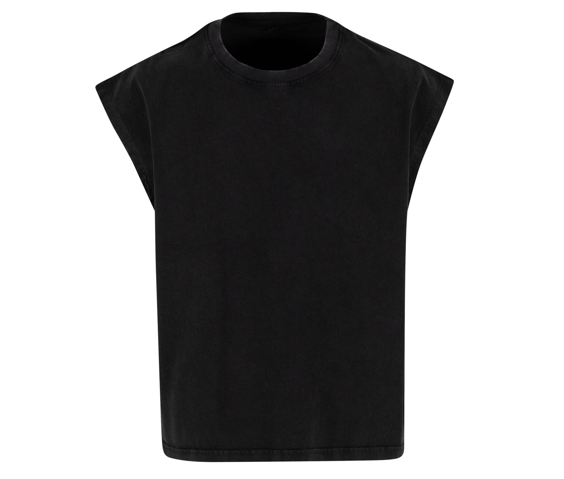 Vintage Cropped Heavy Sleeveless Tee — BLACK