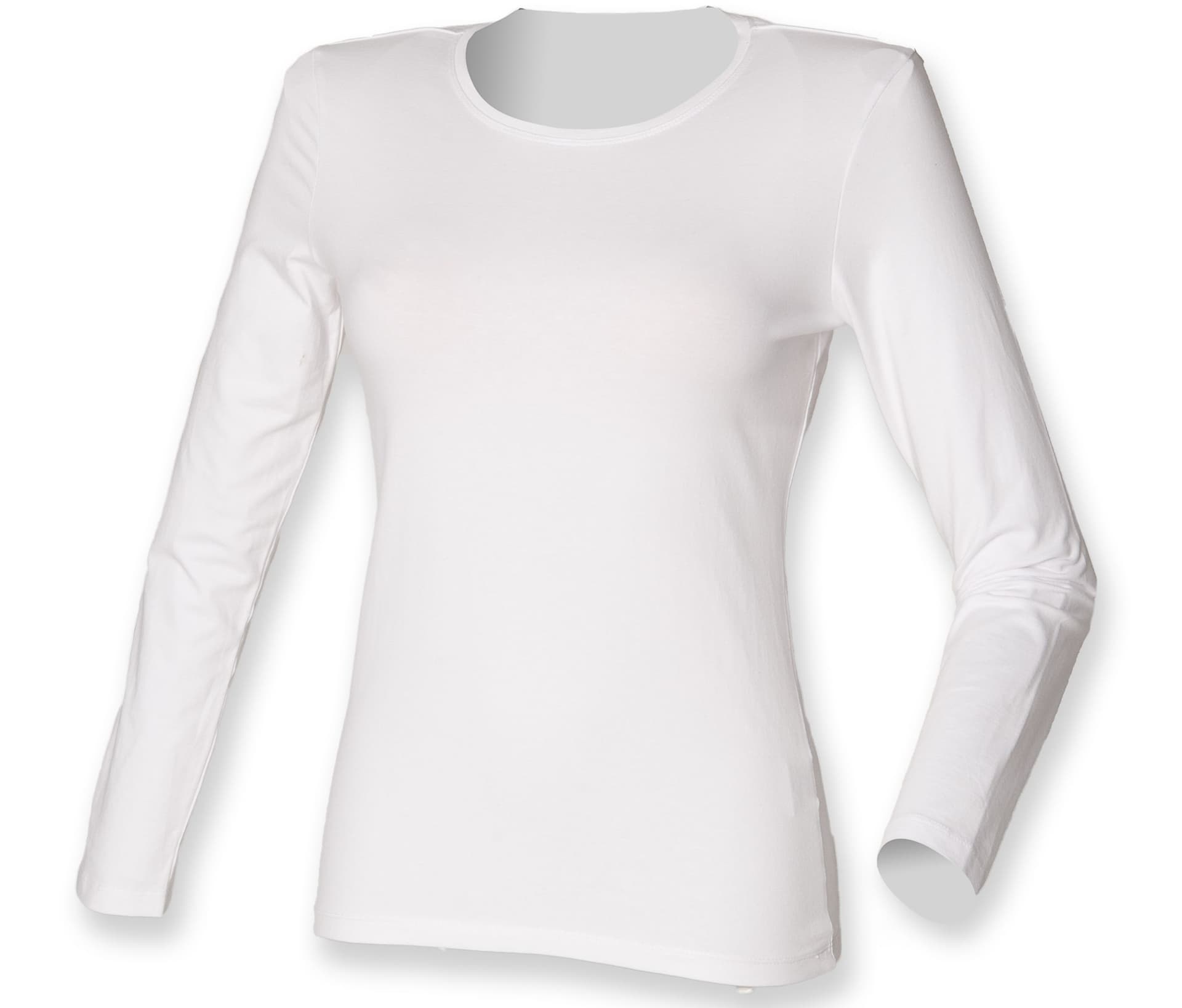 Ladies Feel Good Long Sleeved Stretch T — WHITE