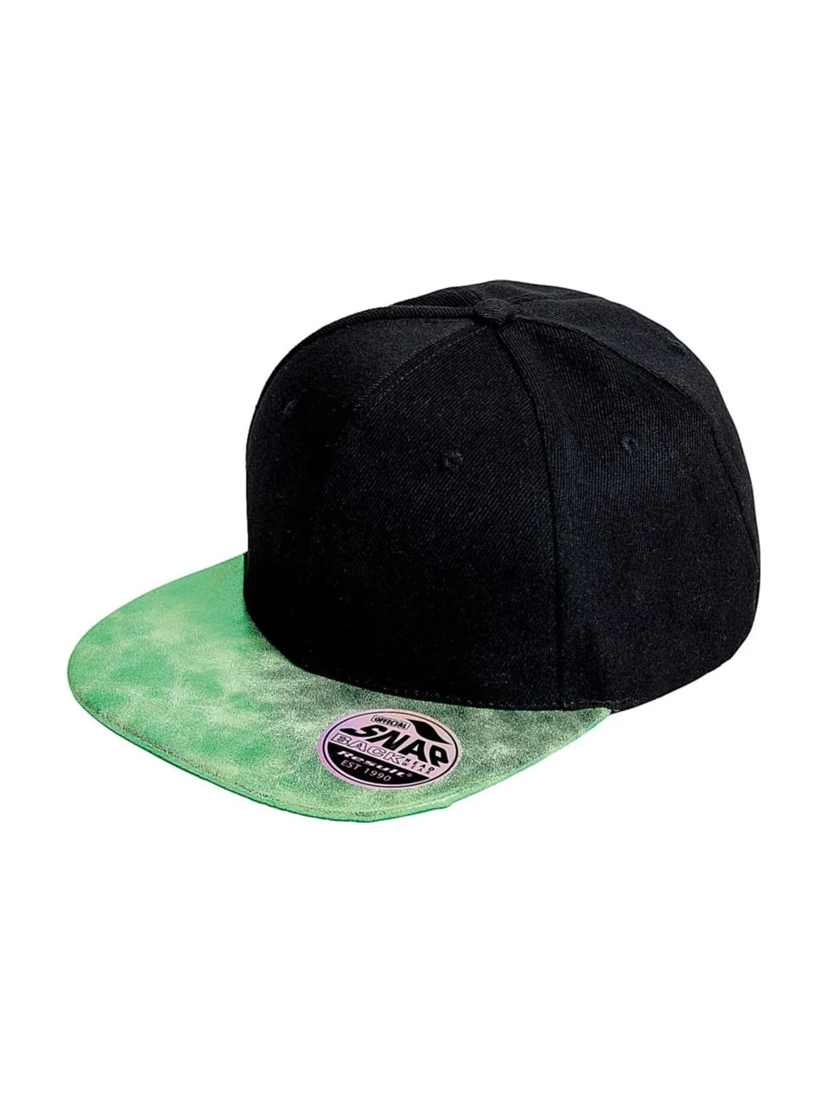 Bronx Glitter Flat Peak Snapback Cap — Black/Green