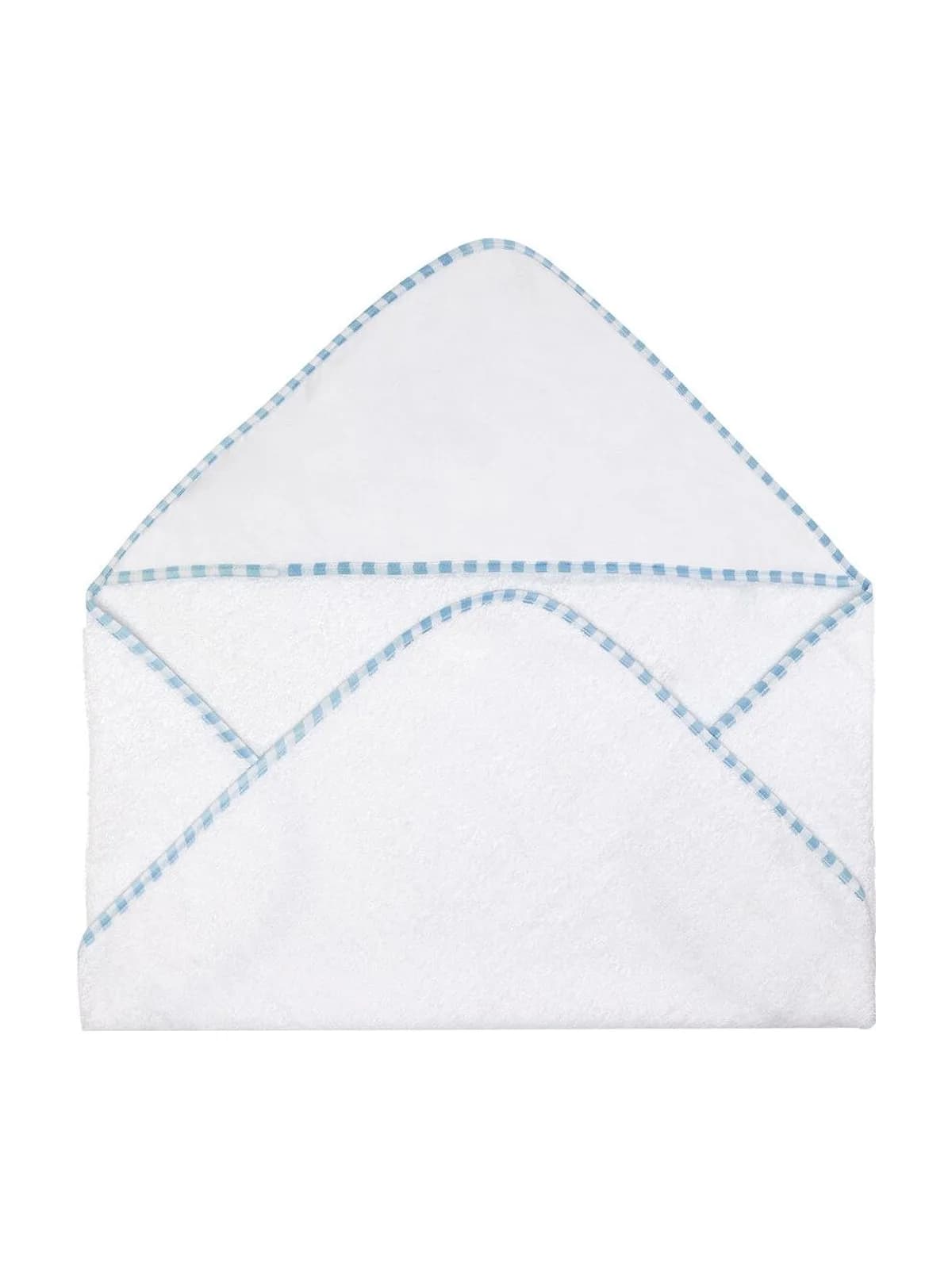 Po Hooded Baby Towel — White/Baby Blue