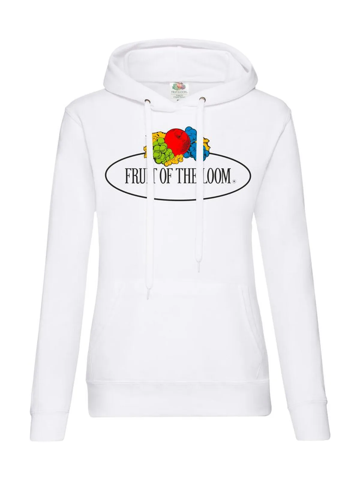 Ladies Vintage Hooded Sweat Large Logo Print — White