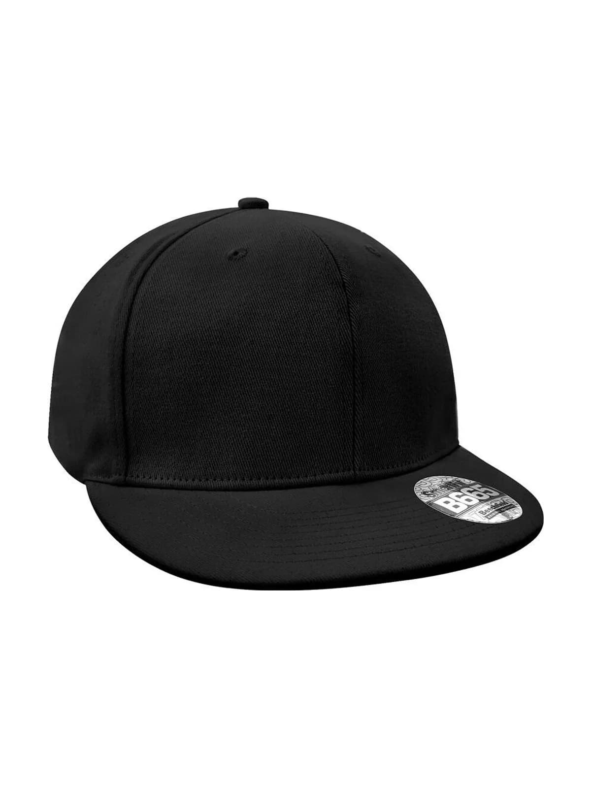 Pro-Stretch Flat Peak Cap — Black