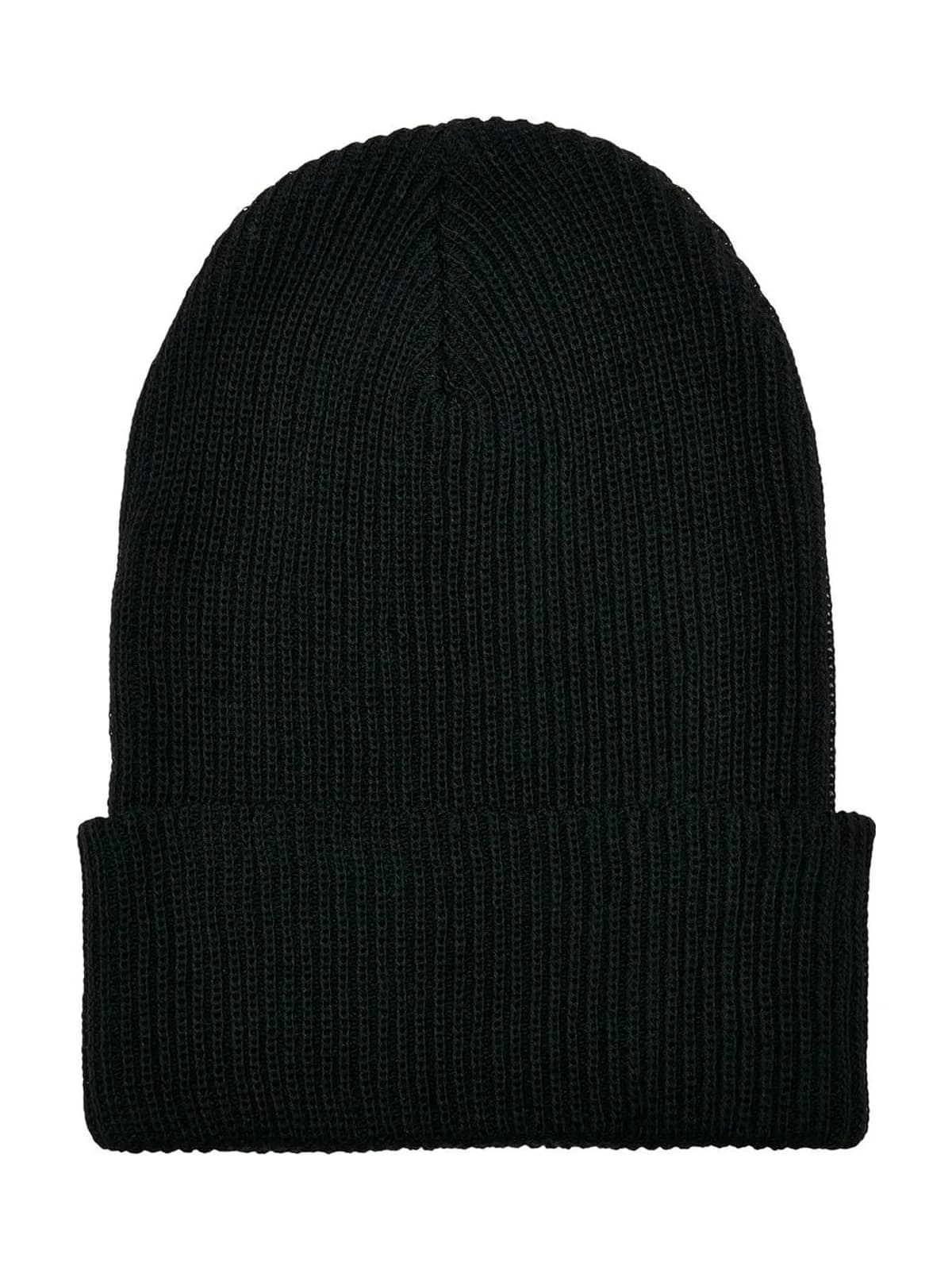Recycled Yarn Ribbed Knit Beanie — Black