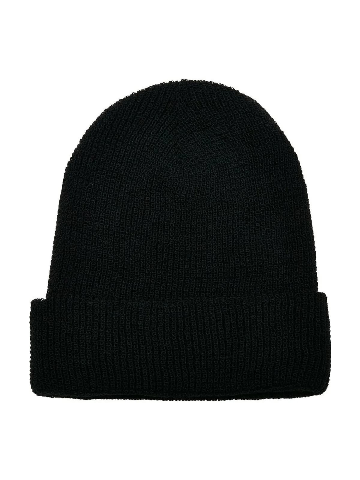 Recycled Yarn Waffle Knit Beanie — Black