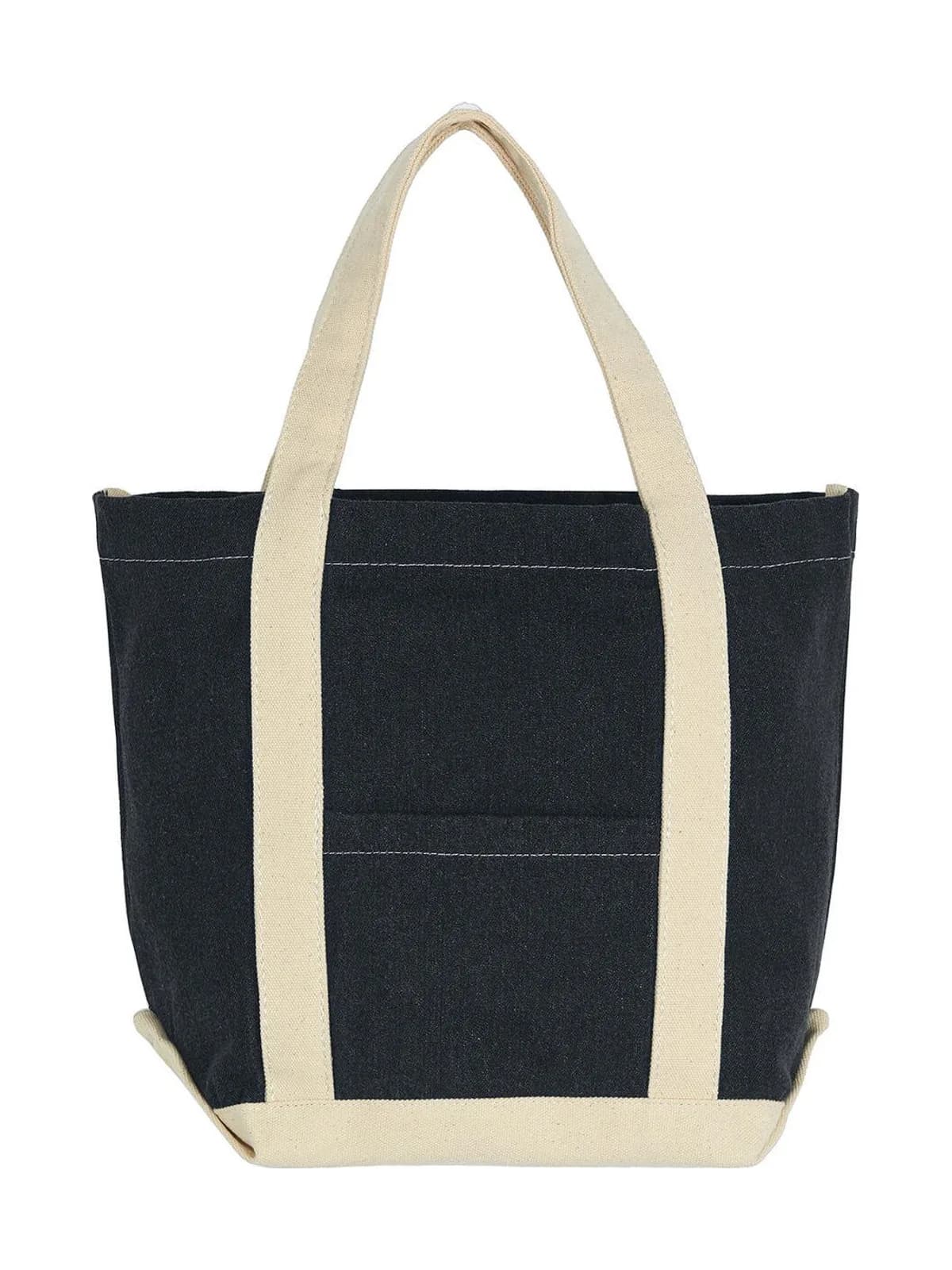 Canvas Denim Shopper — Black Stonewash/Natural