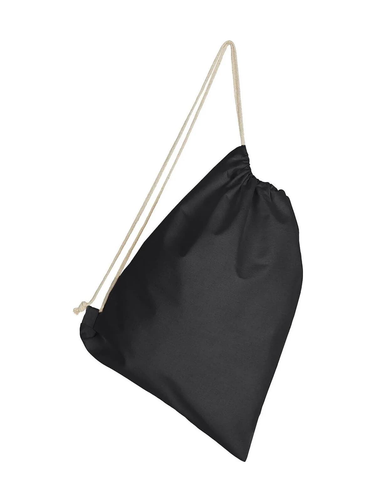 Cotton Backpack Single Drawstring — Black