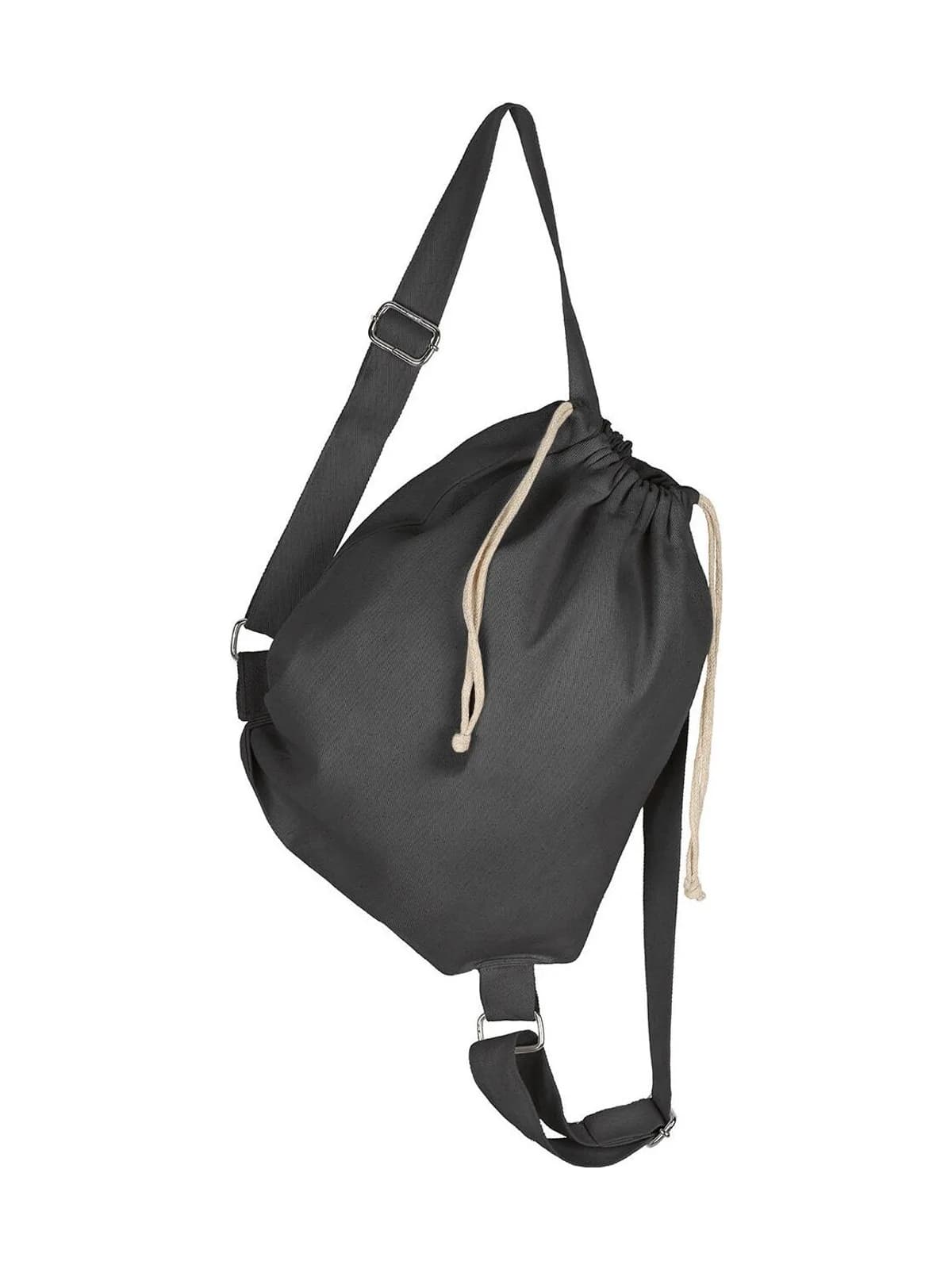 Canvas Backpack Straps and Drawstring — Black