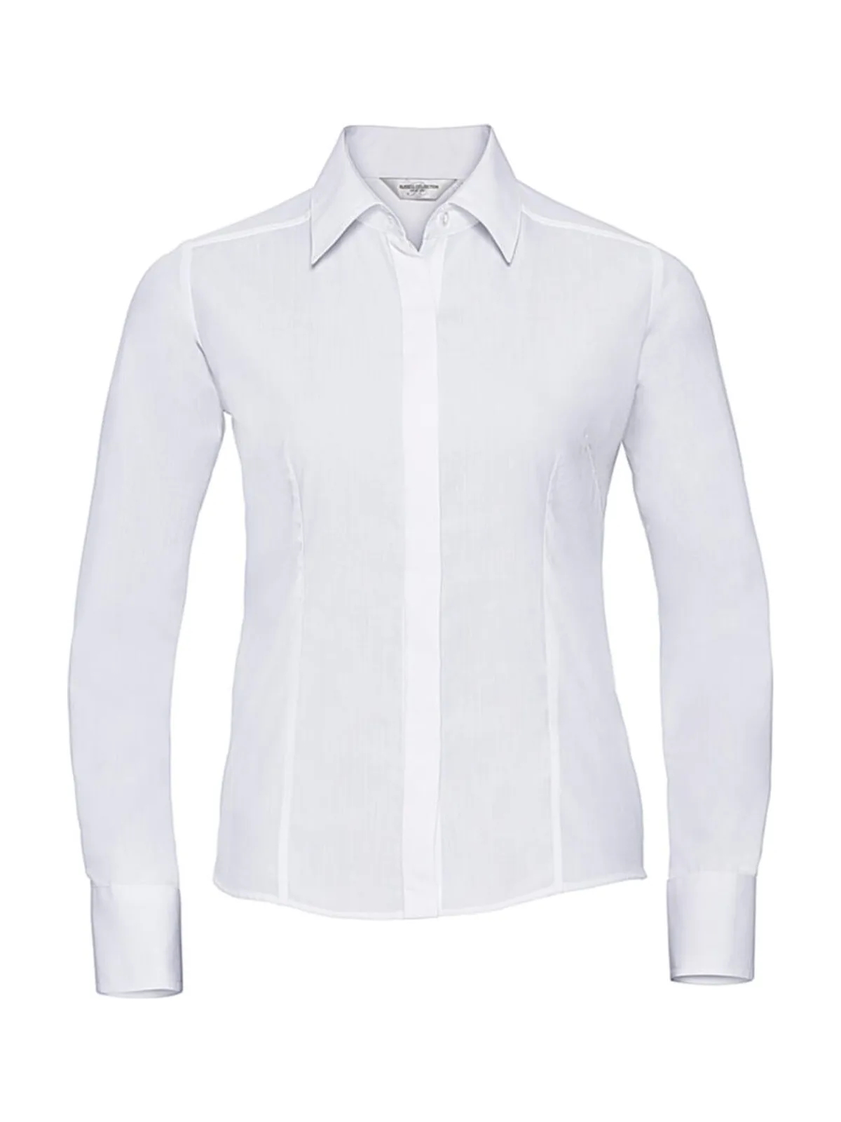 Ladies' LS Fitted Poplin Shirt — White