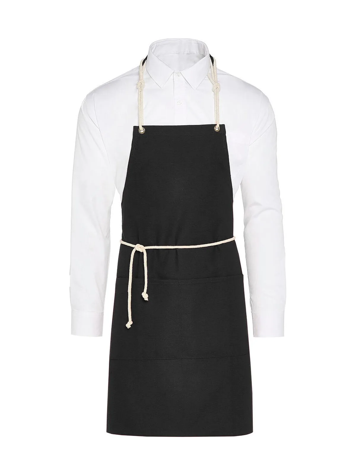 CORSICA - Cord Bib Apron with Pocket — Black