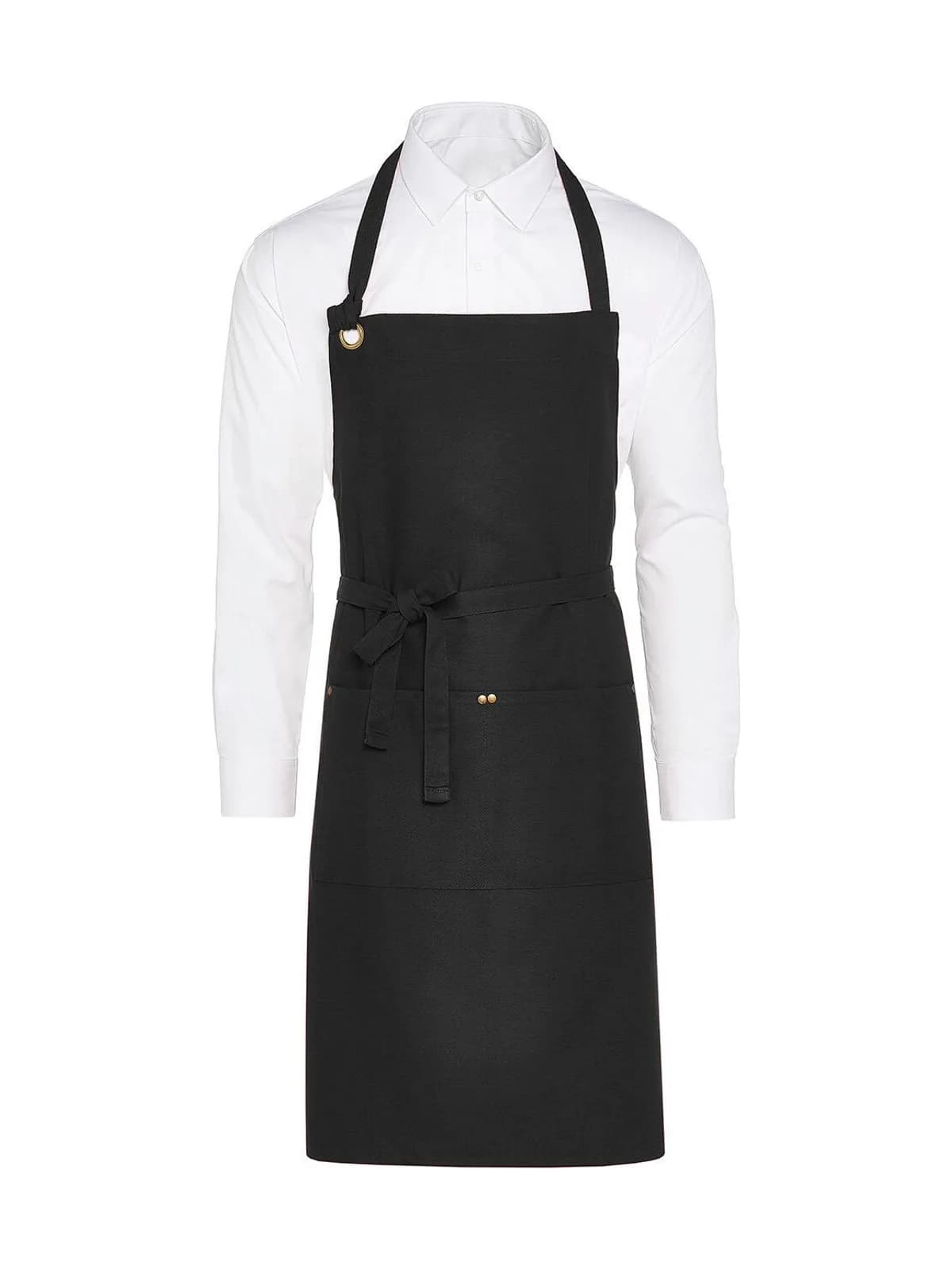 PROVENCE - Eyelet Bib Apron with Pocket — Black