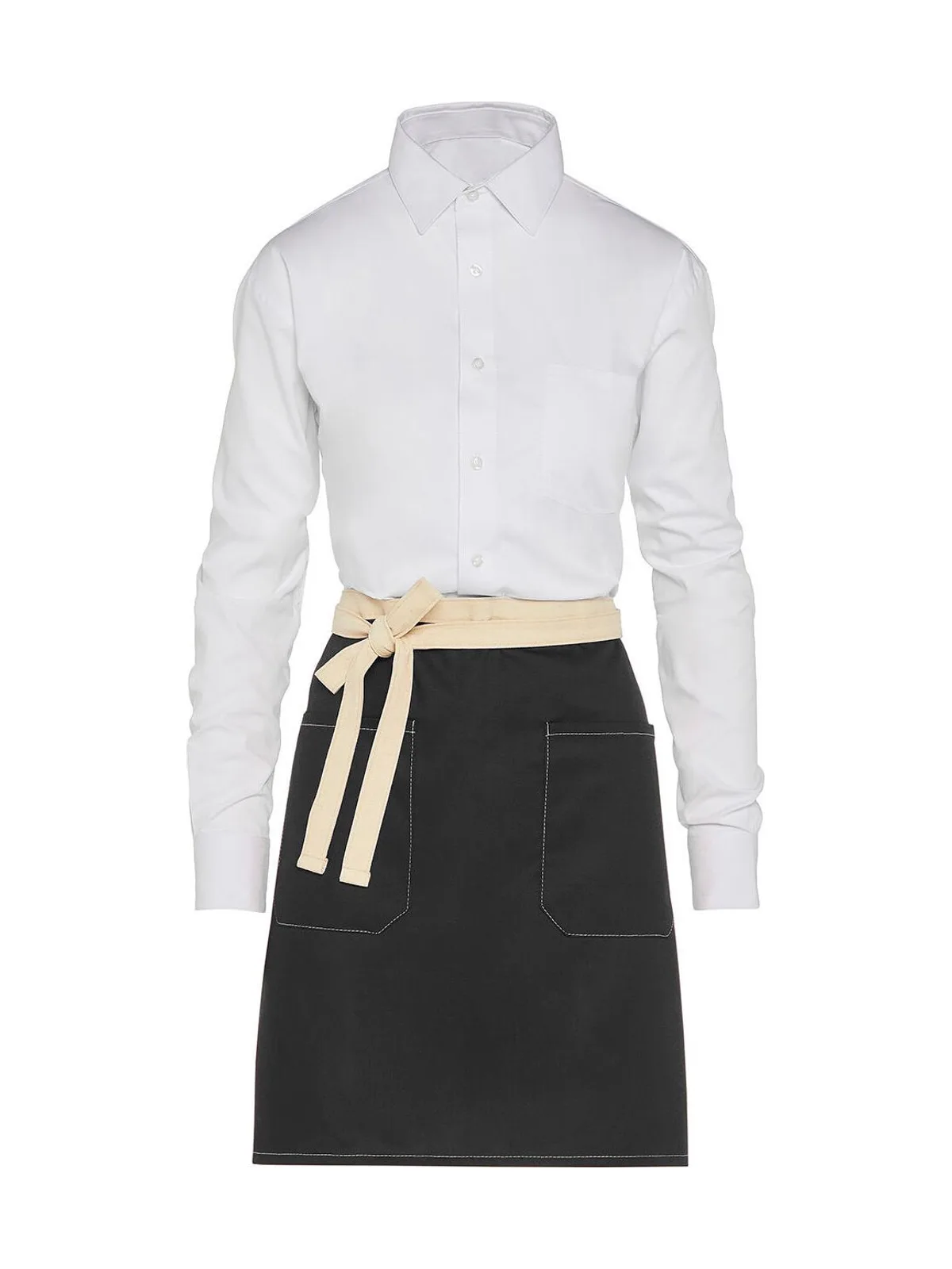 SANTORINI - Contrasted Bistro Apron with Pocket — Black