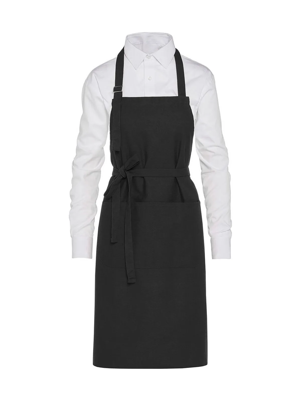 LISBON - Cotton Heavyweight Bib Apron with Pocket — Black