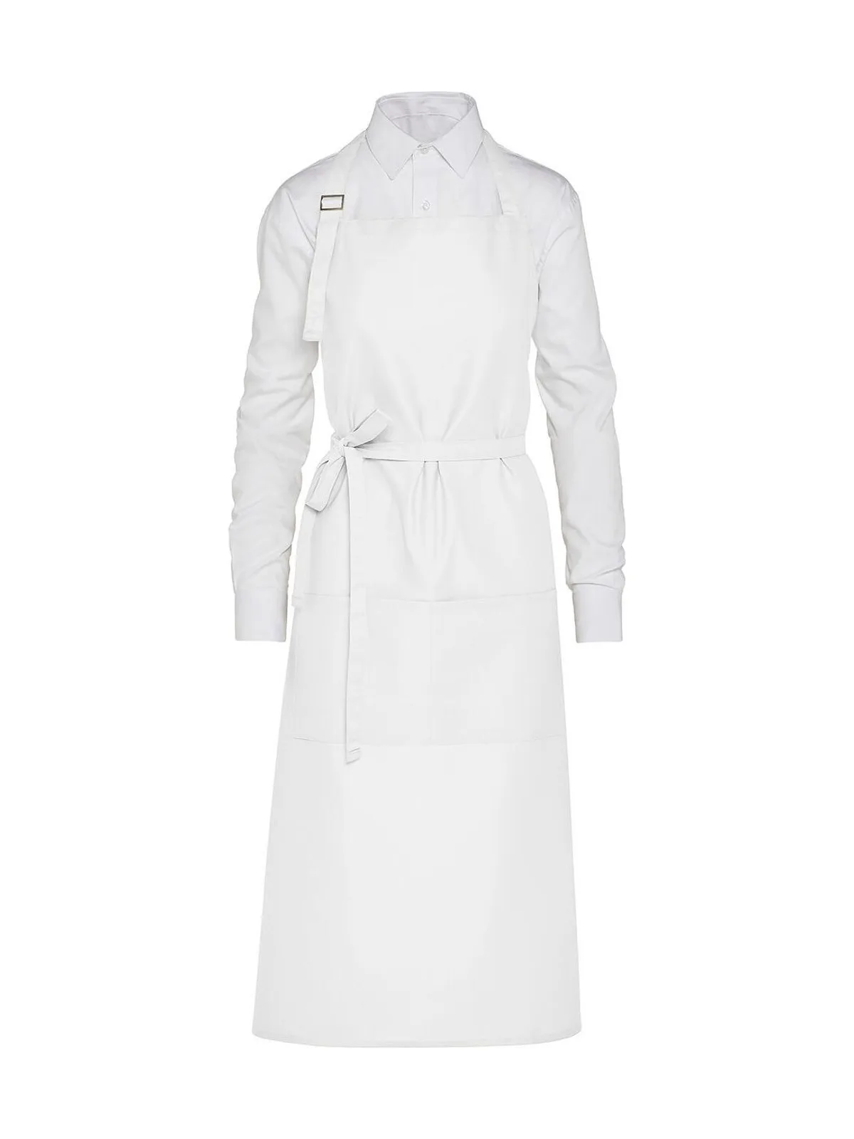 AMSTERDAM - Recycled Bib Apron with Pocket — White