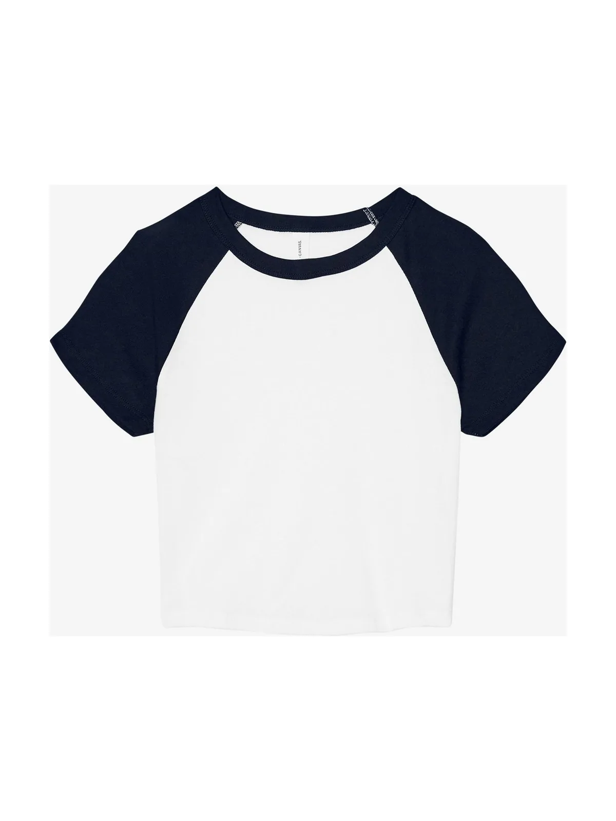 Women's Micro Rib Raglan Baby Tee — WHITE / NAVY