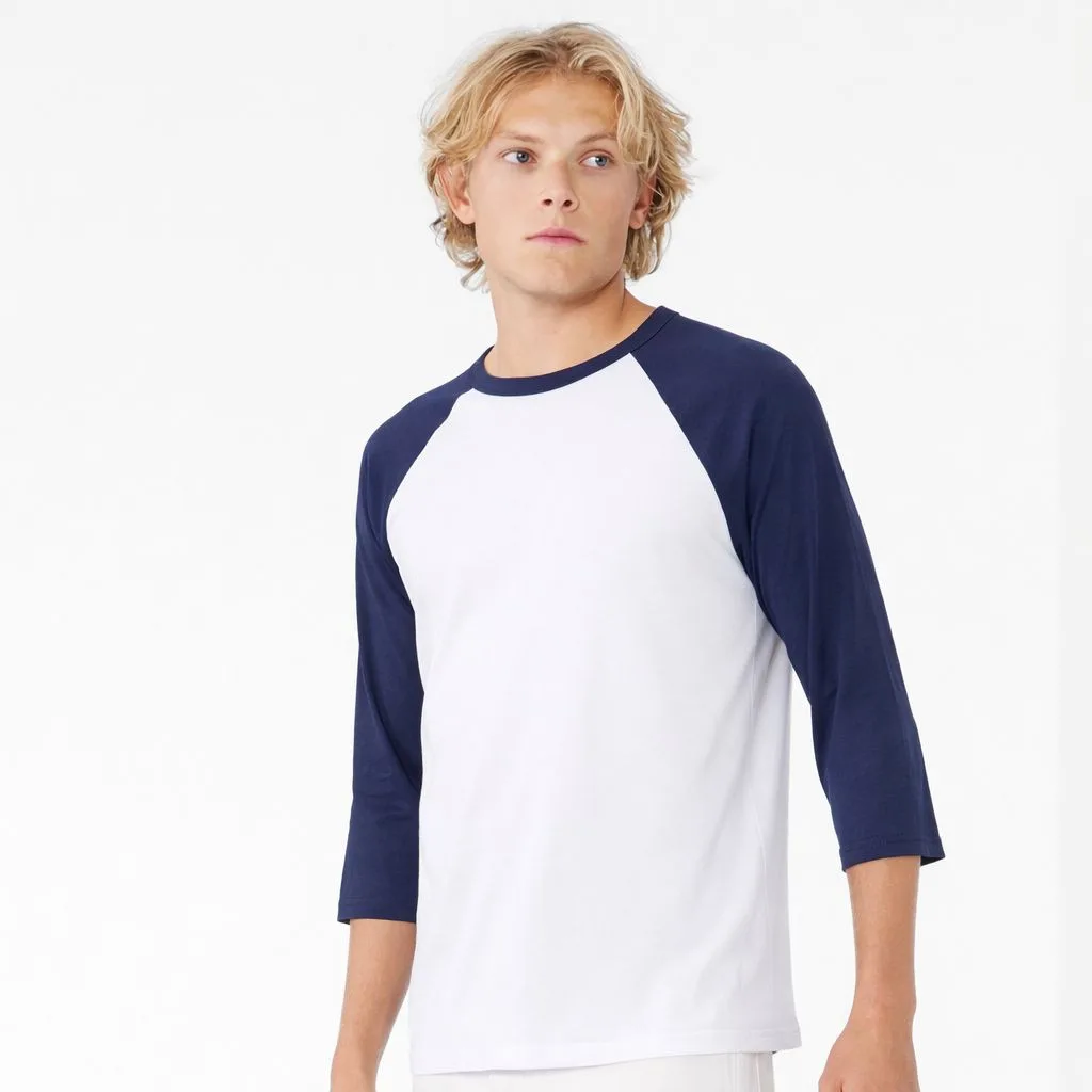 Unisex 3/4 Sleeve Baseball Tee — customisable T-shirts by Bella+Canvas
