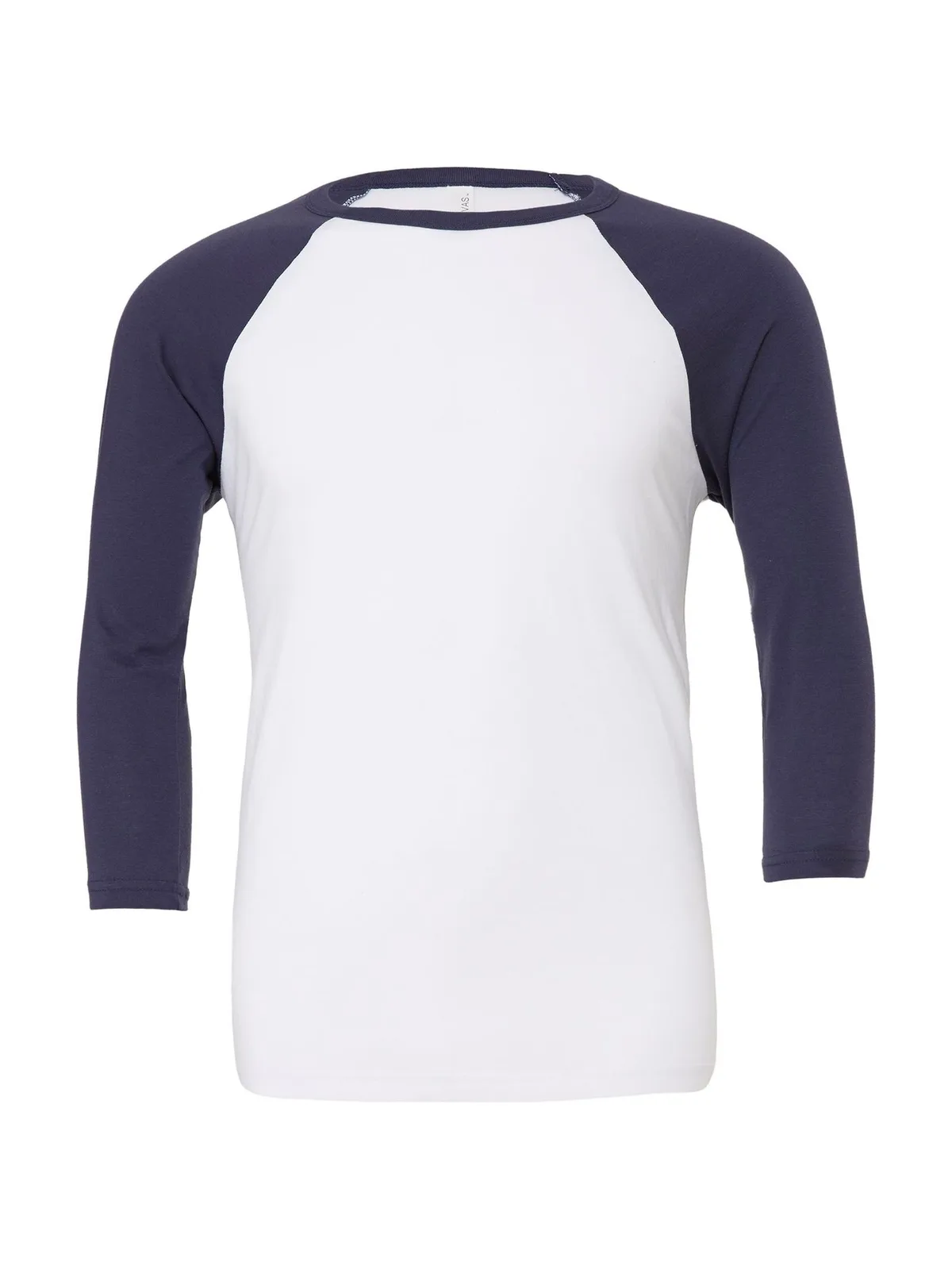 Unisex 3/4 Sleeve Baseball Tee — WHITE / NAVY