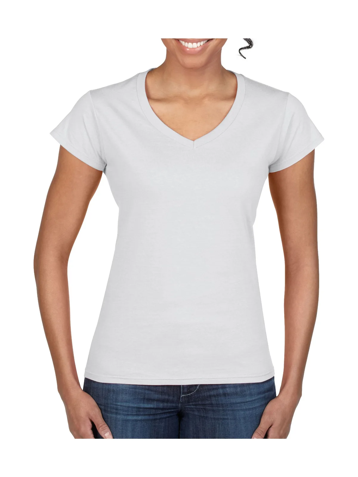 Softstyle Ladies' V-Neck T-Shirt — WHITE