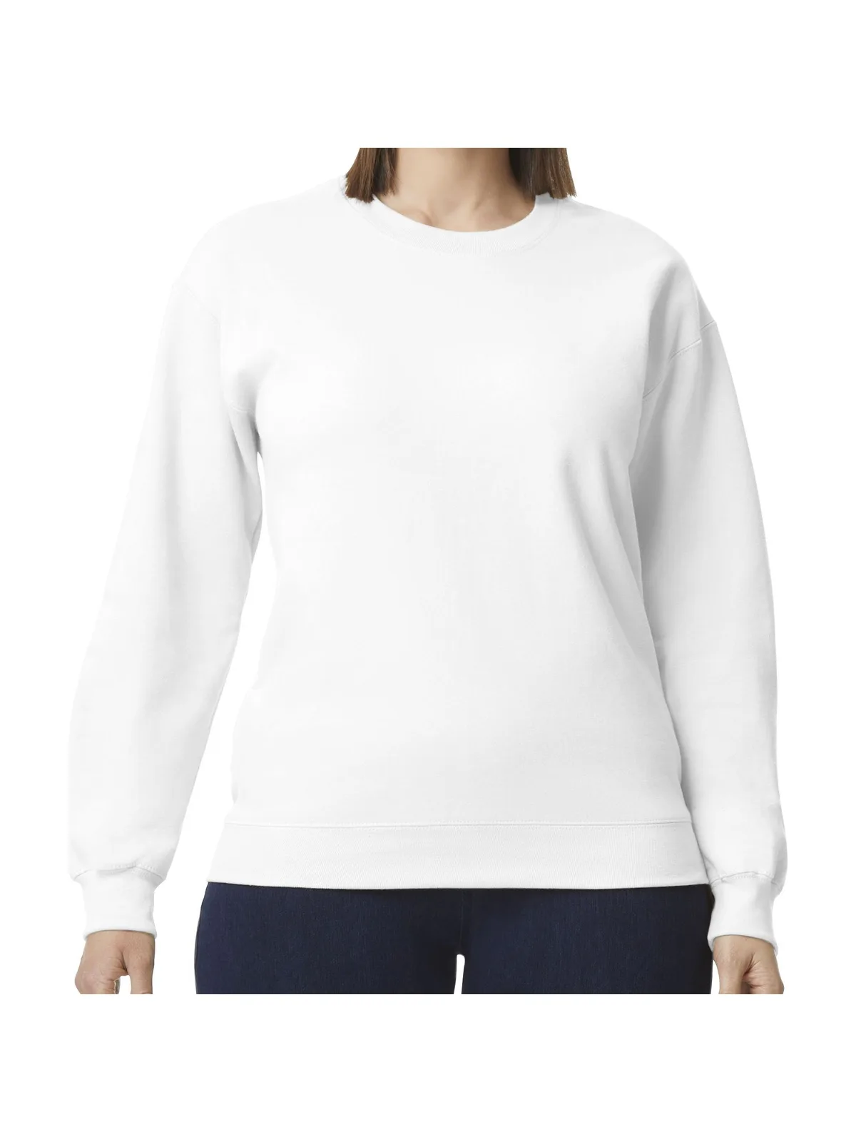 Softstyle Midweight Fleece Adult Crewneck — WHITE