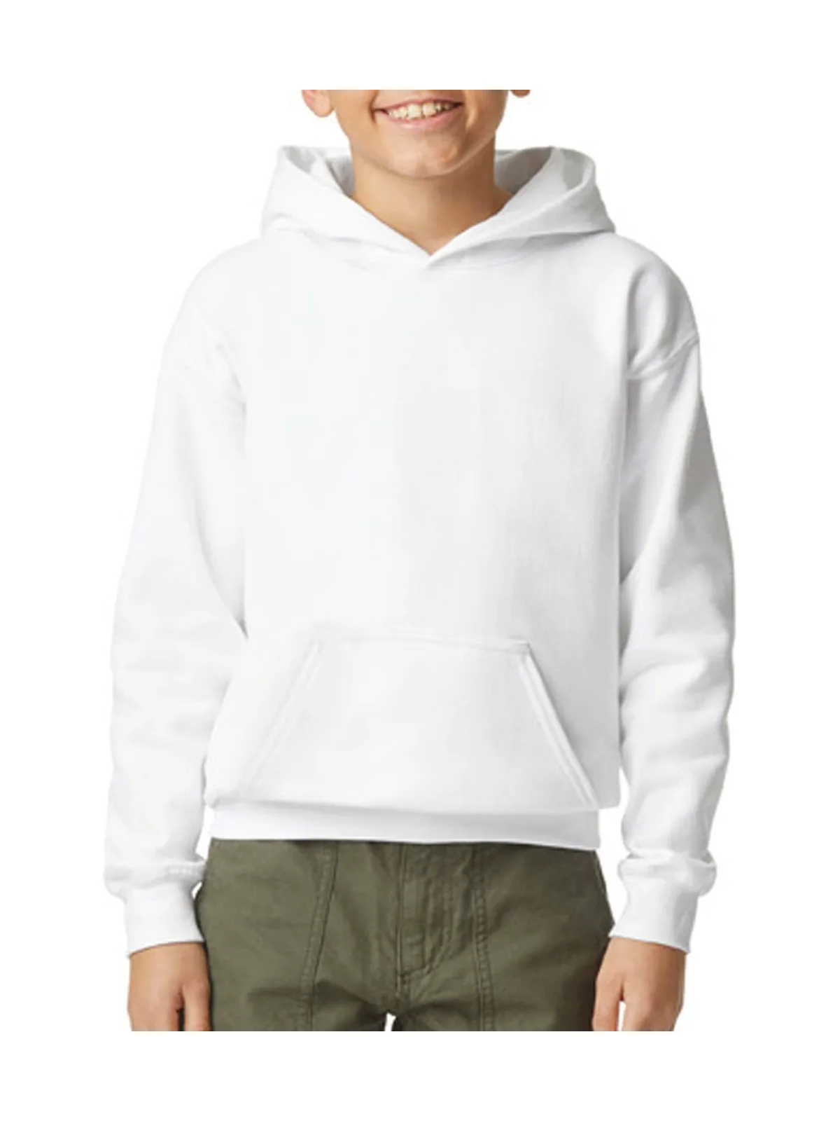 Softstyle® Midweight Fleece Youth Hoodie — WHITE