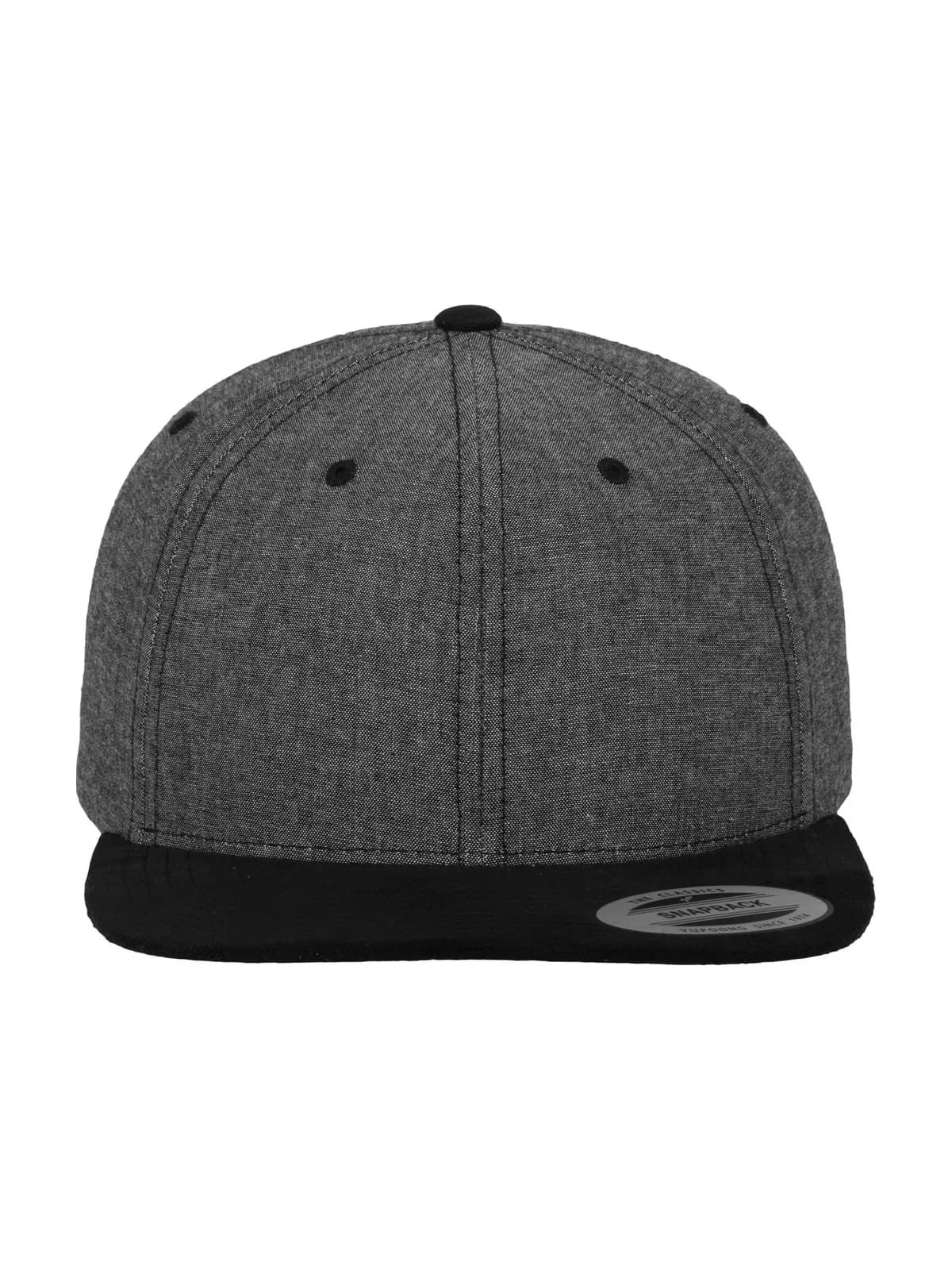 Chambray-Suede Snapback — BLACK / BLACK