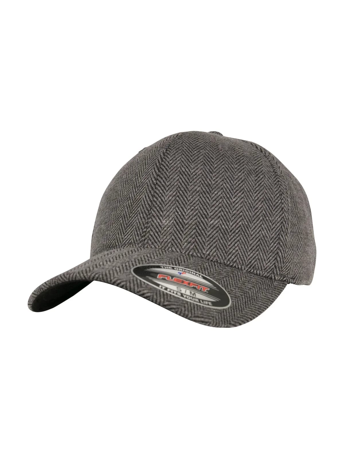 Herringbone Melange Flexfit Cap — BLACK/HEATHER GREY