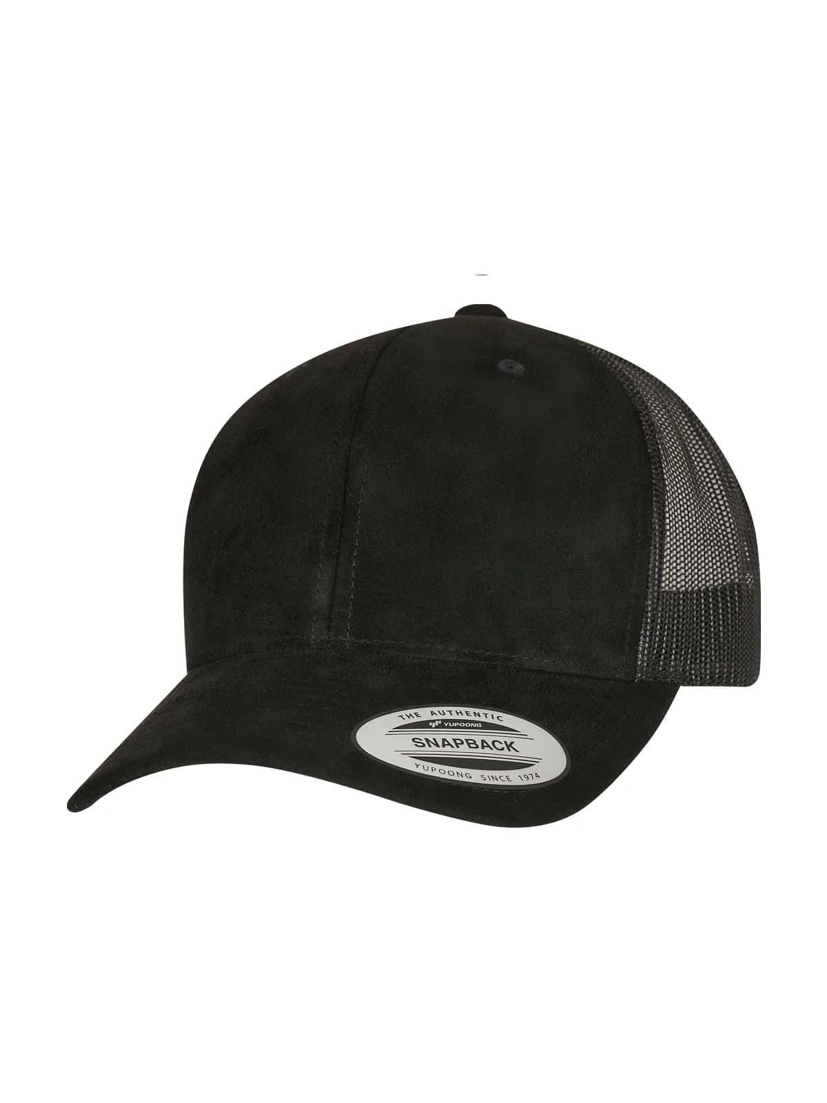 Suede Leather Trucker Cap — BLACK
