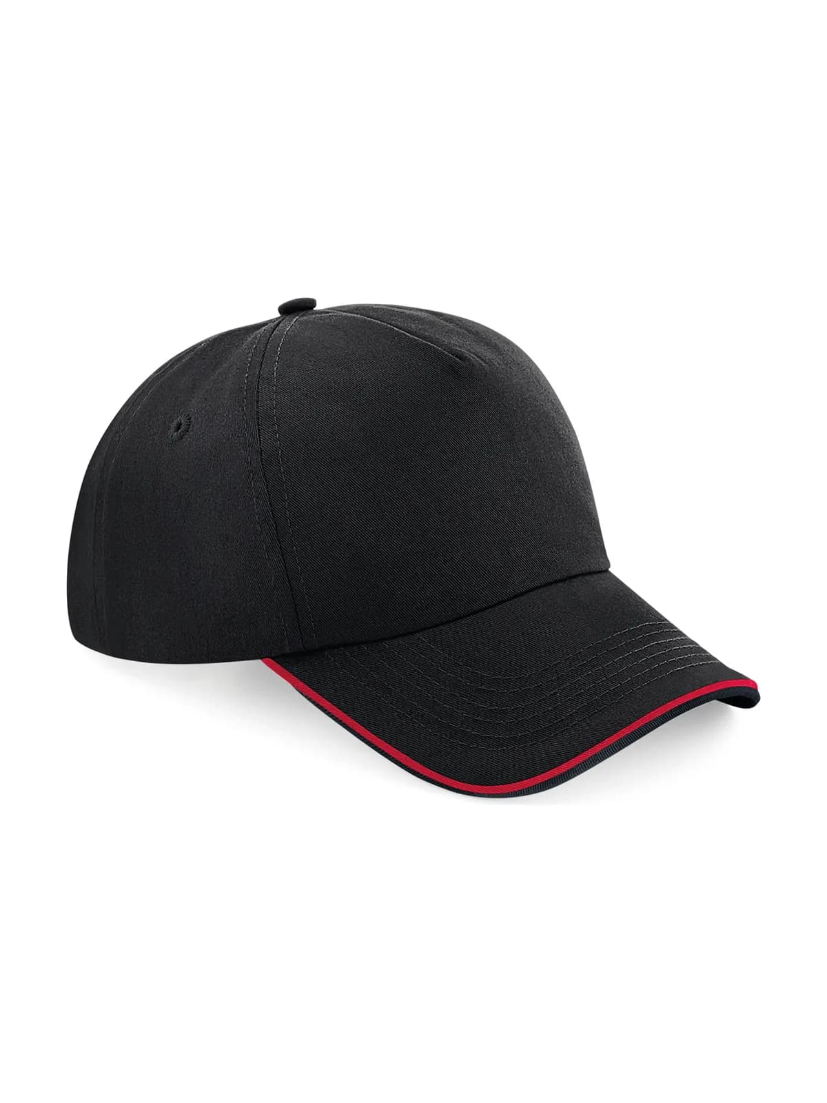 Authentic 5 Panel Cap - Piped Peak — BLACK/CLASSIC RED