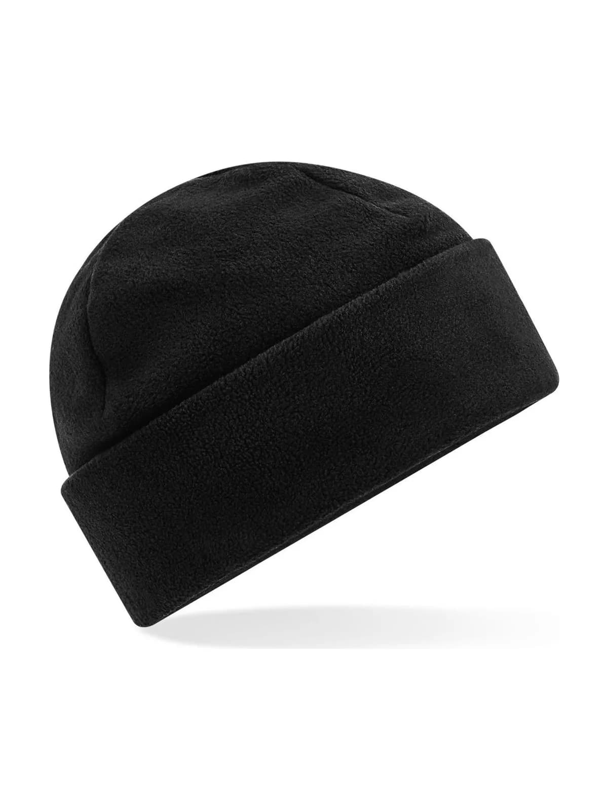 Recycled Fleece Cuffed Beanie — BLACK