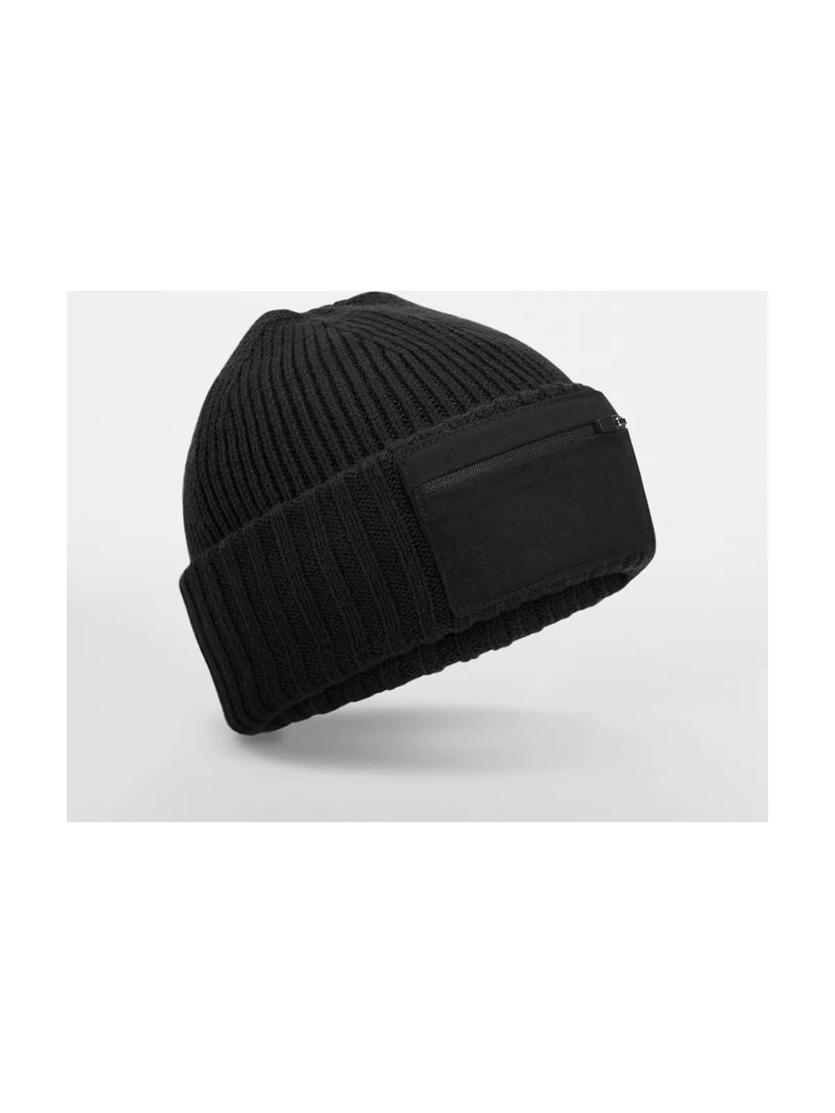 Zip Patch Beanie — BLACK
