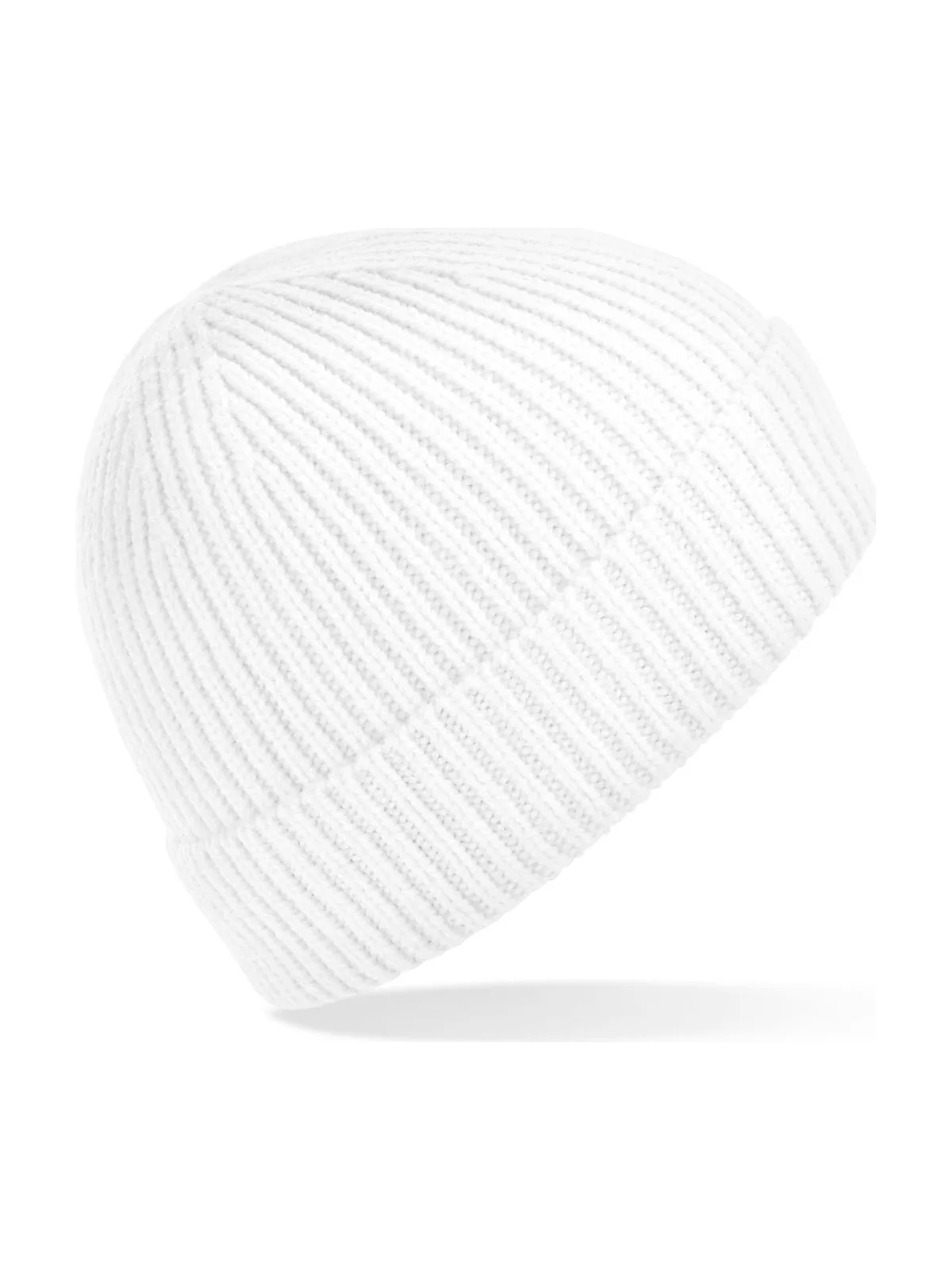 Engineered Knit Ribbed Beanie — WHITE
