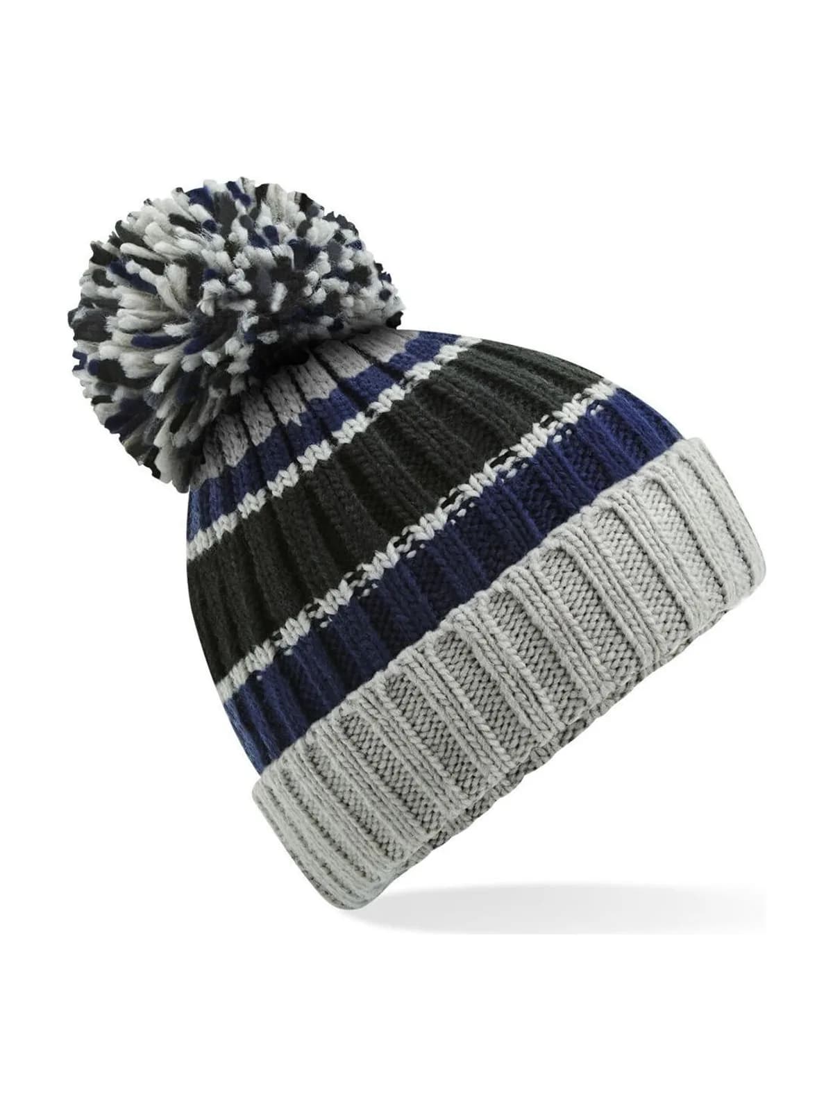 Hygge Striped Beanie — STEEL BLUE