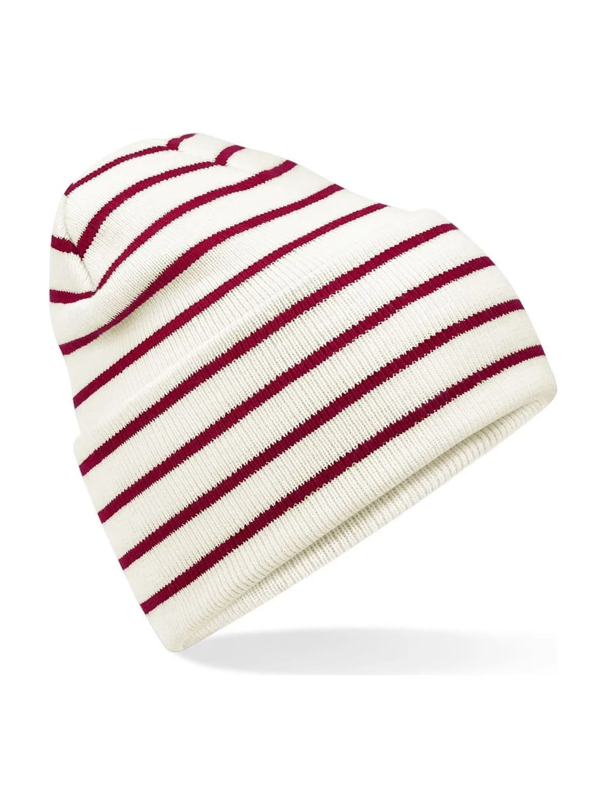Original Deep Cuffed Striped Beanie — SOFT WHITE / CLASSIC RED