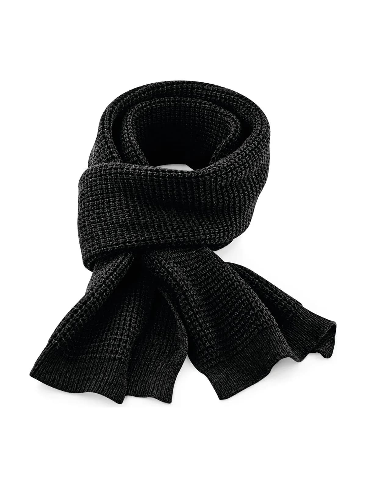 Classic Waffle Knit Scarf — BLACK