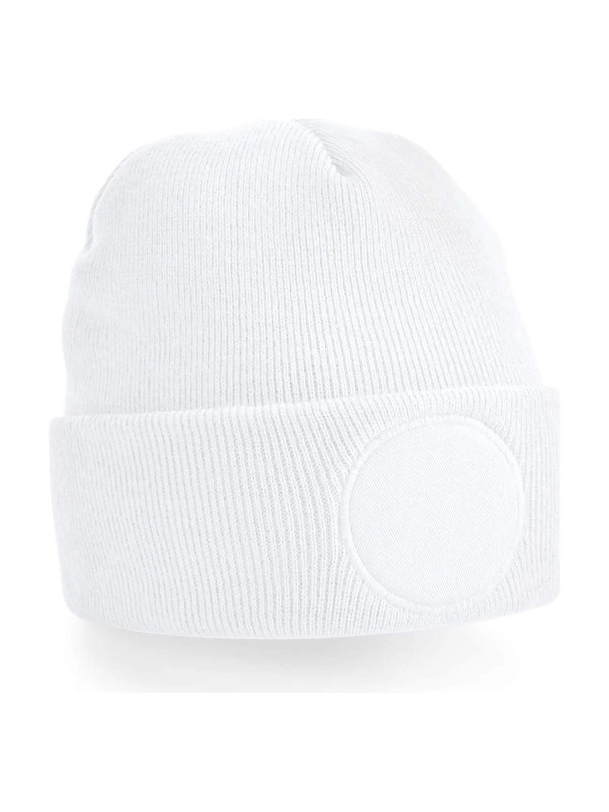 Circular Patch Beanie — WHITE