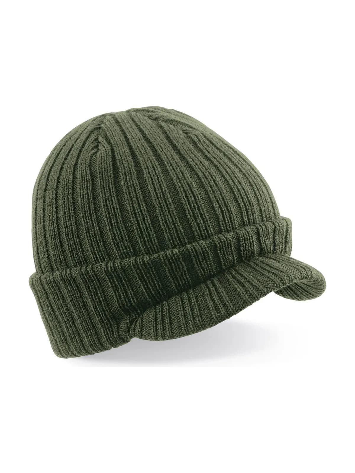 Peaked Beanie — OLIVE GREEN