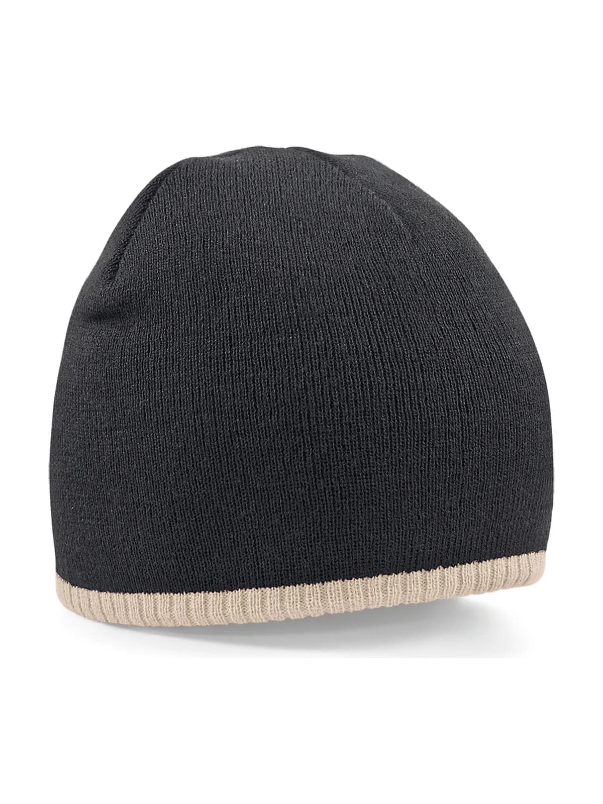 Two-Tone Pull-On Beanie — BLACK/STONE