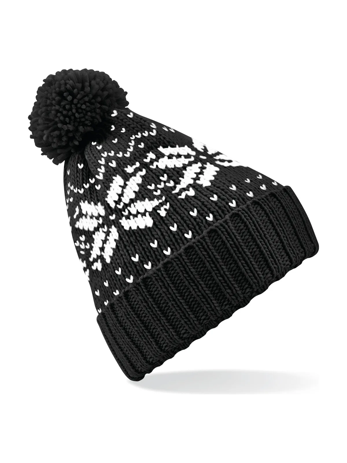 Fair Isle Snowstar® Beanie — BLACK/WHITE