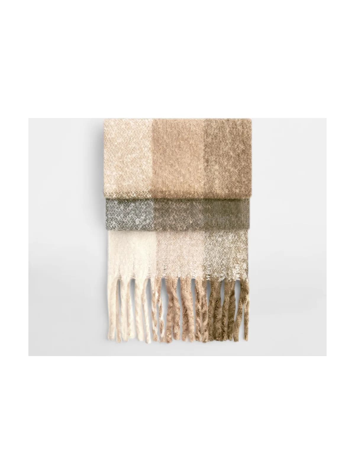 Fluffy Check Scarf — BROWN CHECK
