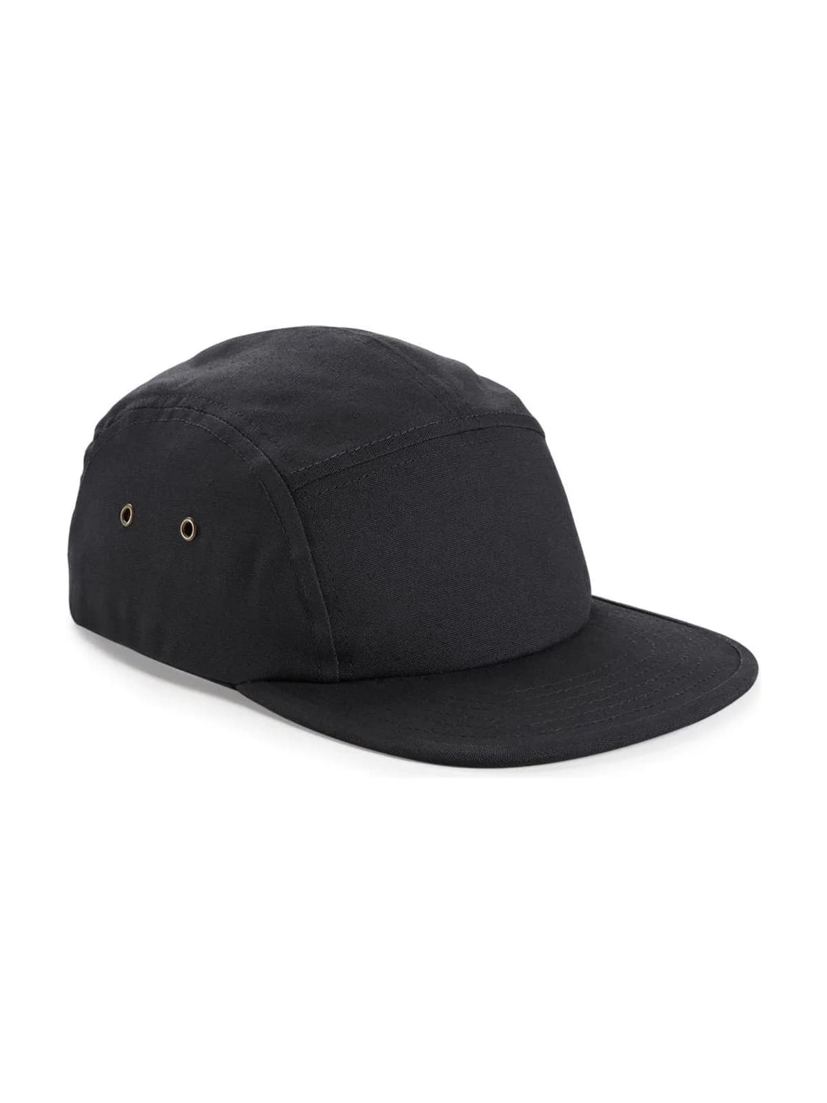 Canvas 5 Panel Camper Cap — BLACK