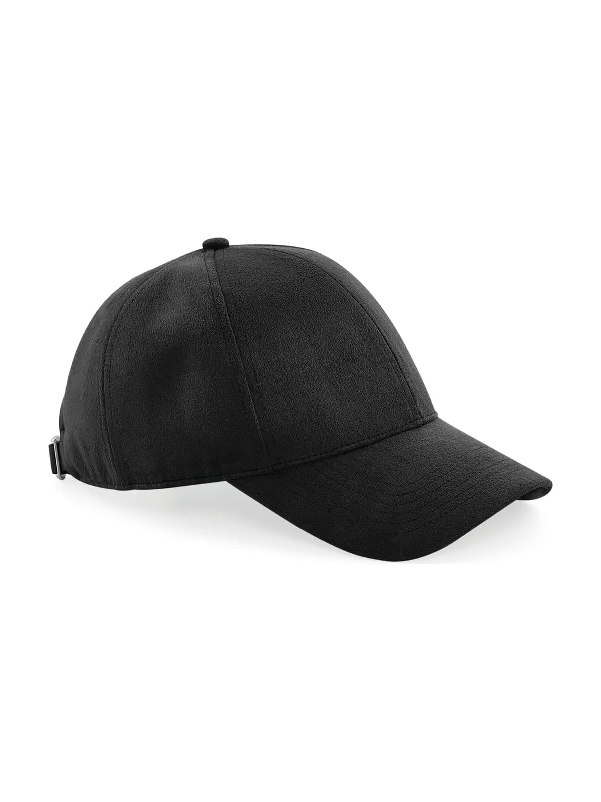 Faux Suede 6 Panel Cap — BLACK