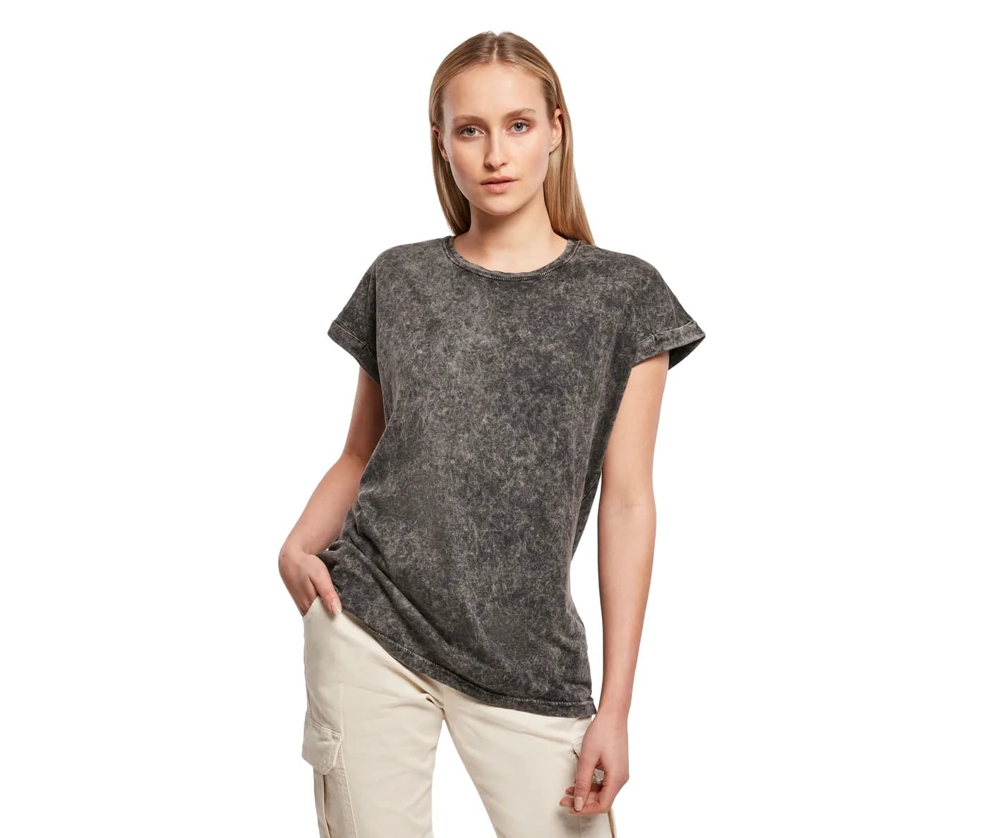 Ladies Acid Washed Extended Shoulder Tee — T-shirts Build Your Brand à personnaliser