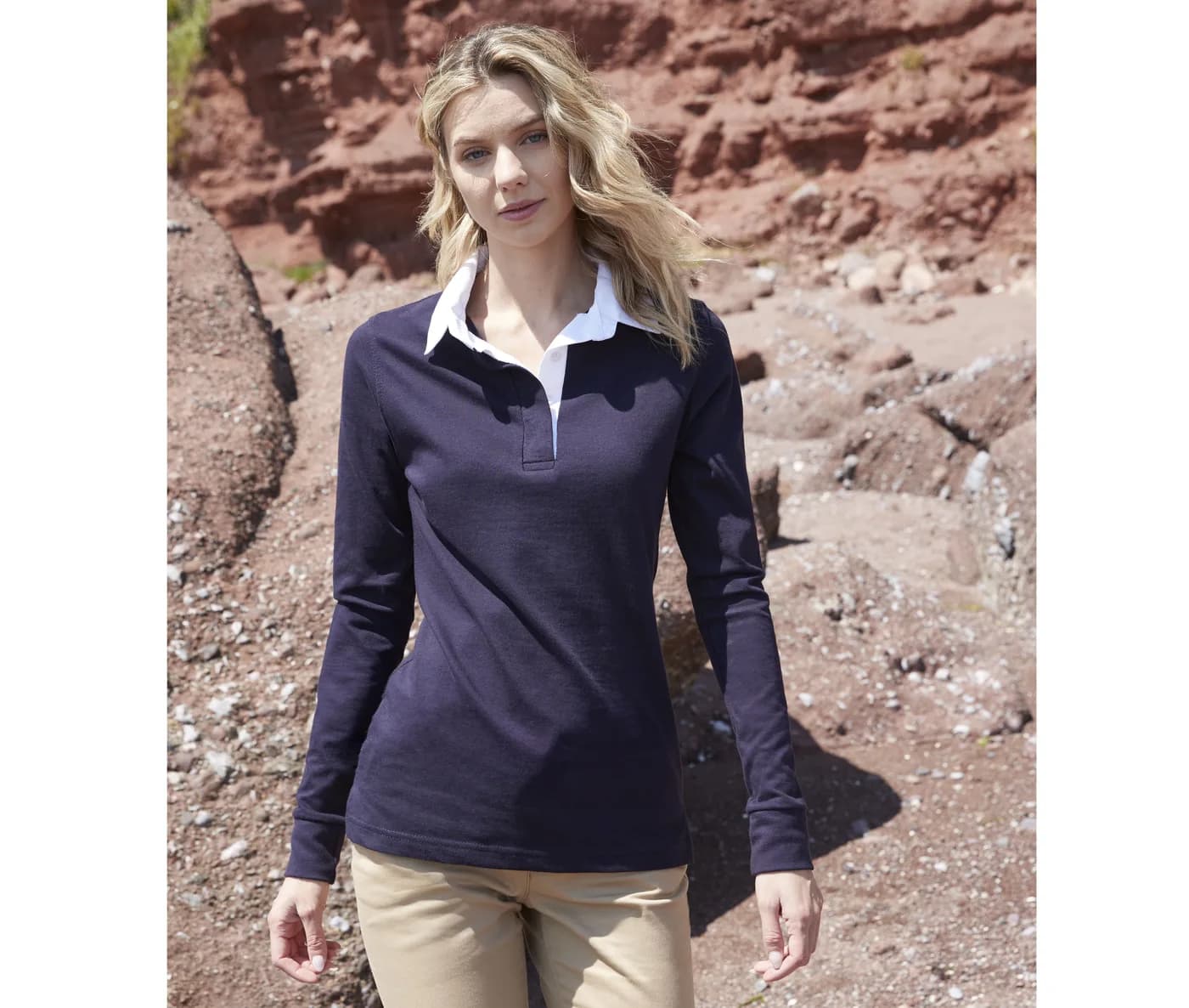 Ladie's Long Sleeved Plain Rugby Shirt — customisable Polos by Front Row