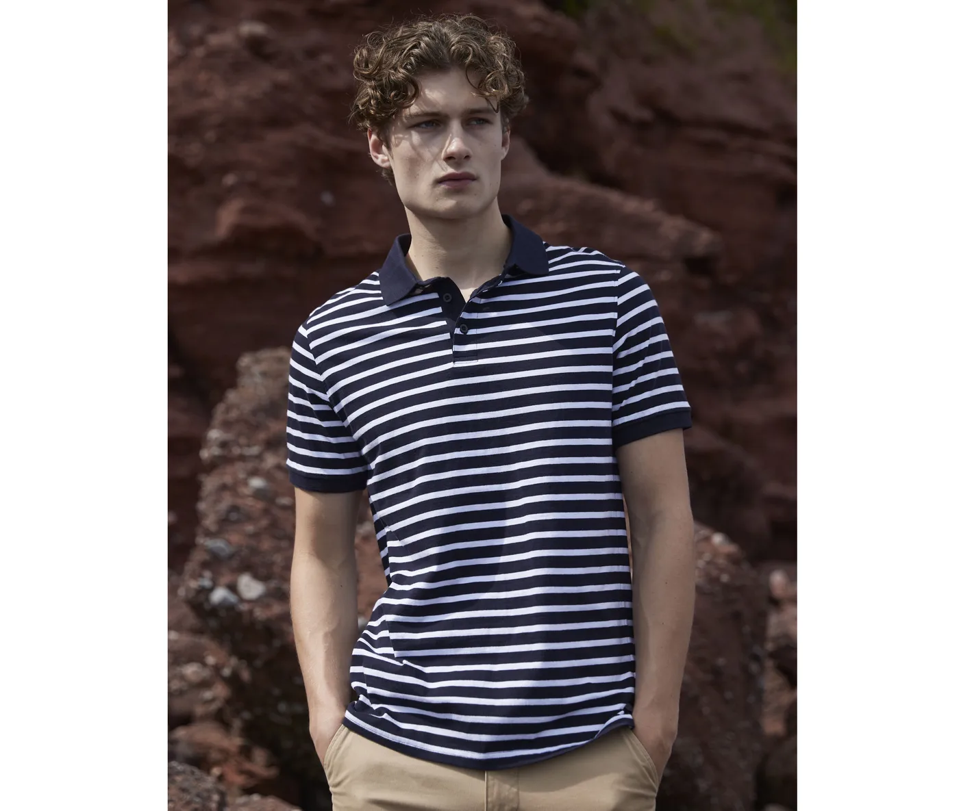 Striped Jersey Polo Shirt — customisable Polos by Front Row