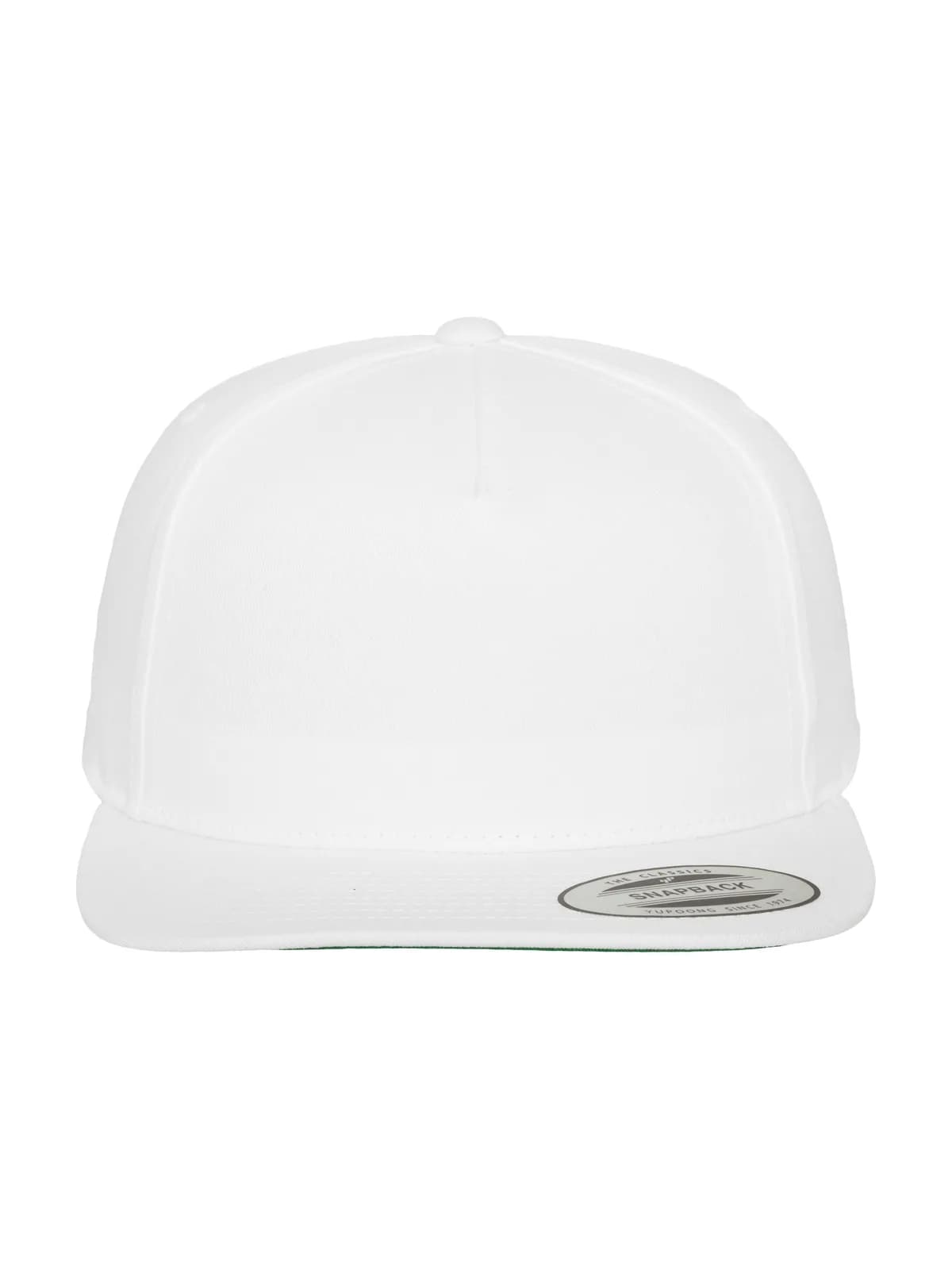 5-Panel Cotton Snapback Cap — WHITE